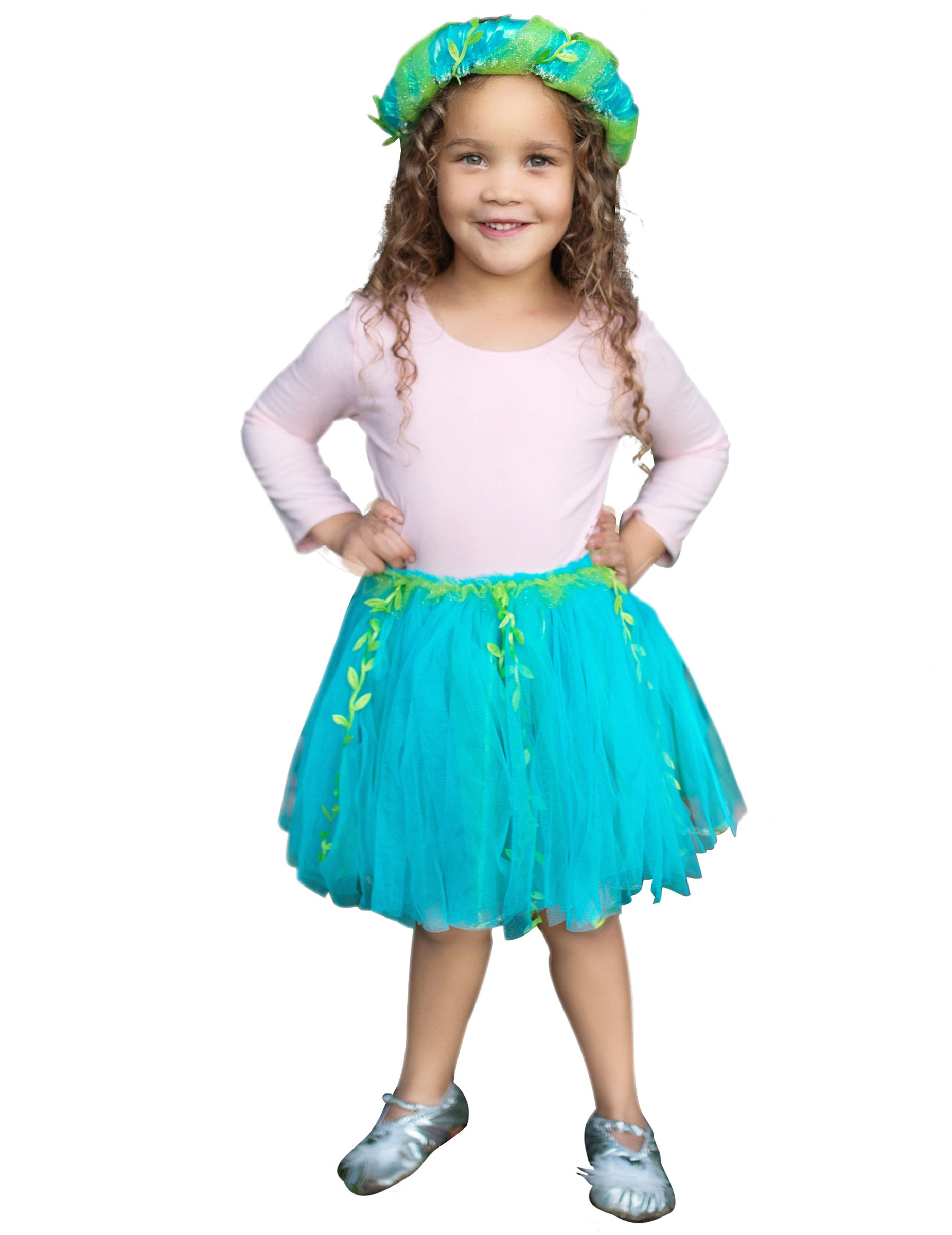 Tutu de Sirène bleue et verte avec couronne fille