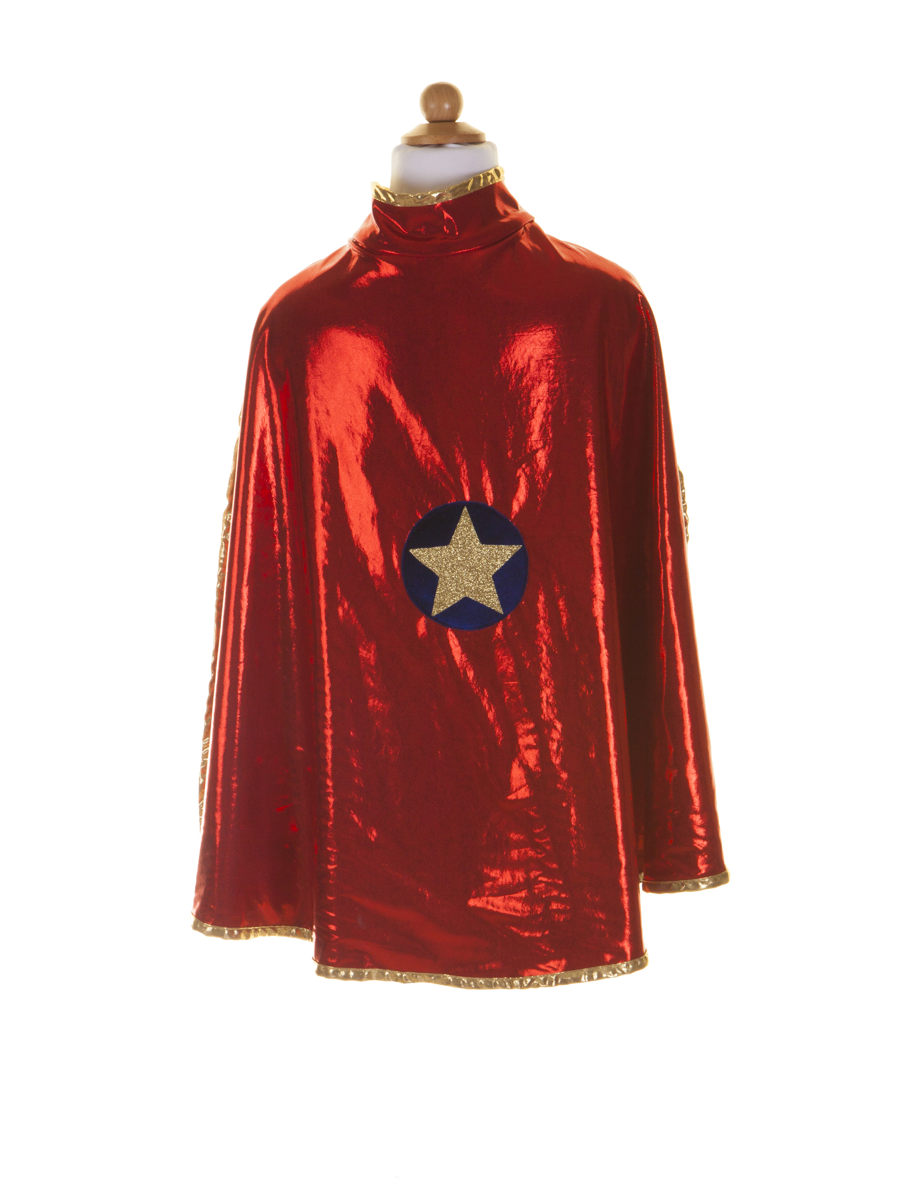 Cape réversible de super héroïne rouge et or fille