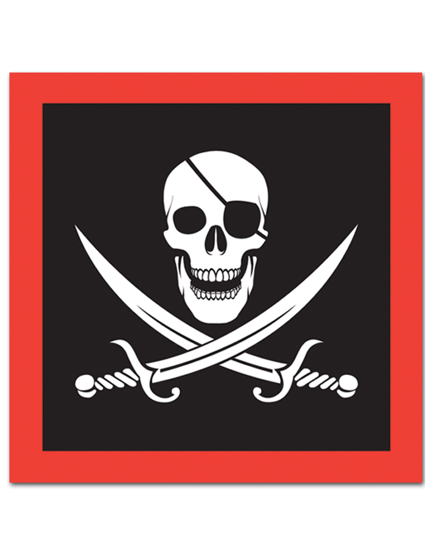 16 Serviettes en papier Pirate tête de mort 33 x 33 cm