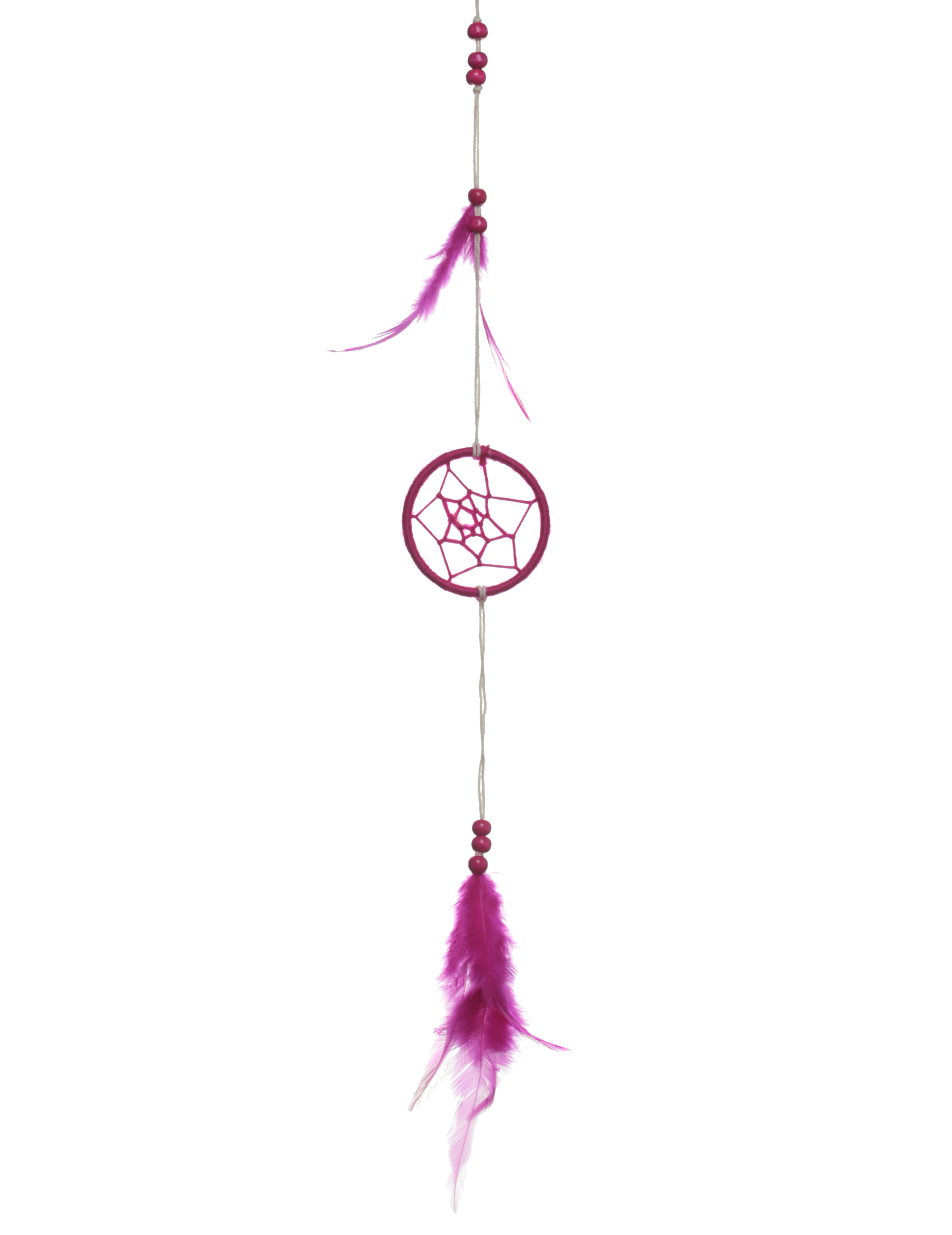 Attrape rêve uni avec plume fuchsia 5 x 35 cm