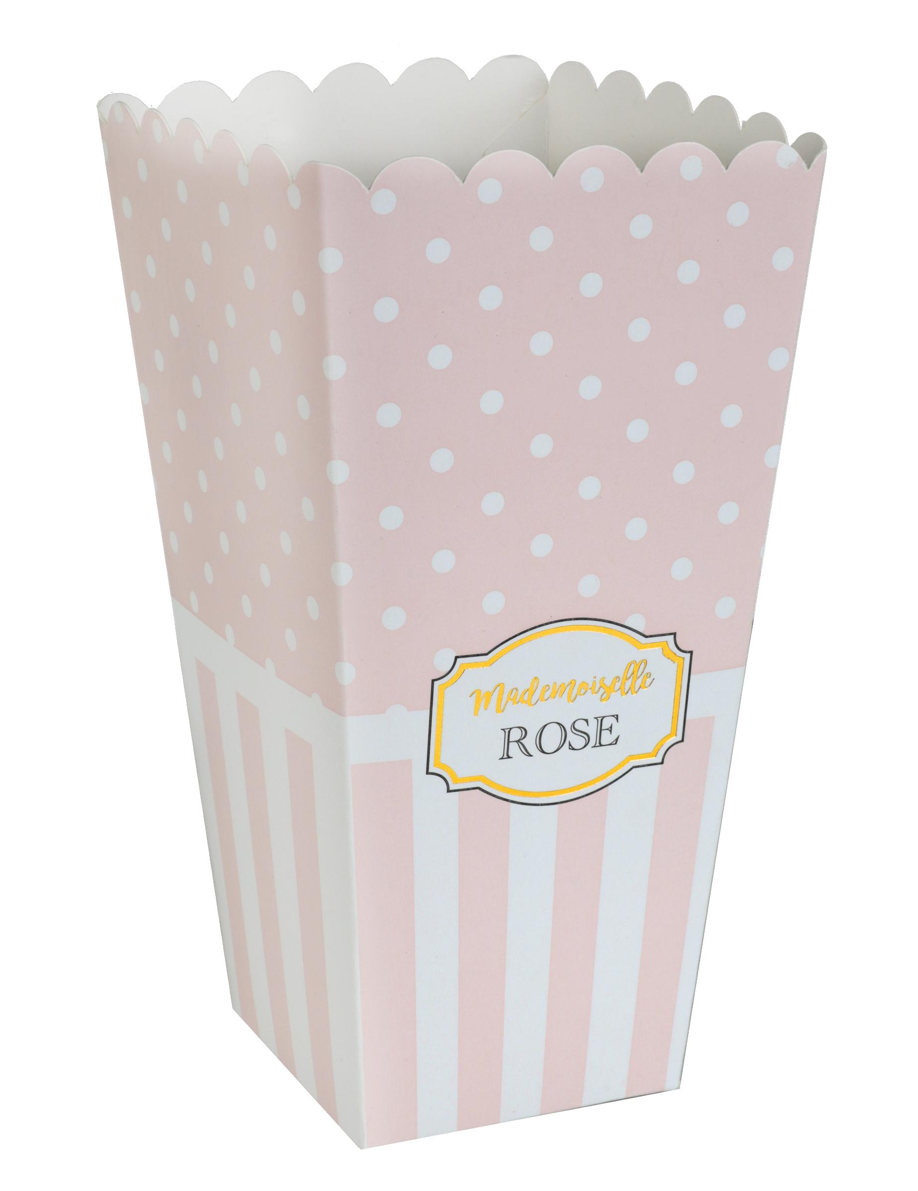 8 Cornets en carton Baby shower roses 17 cm