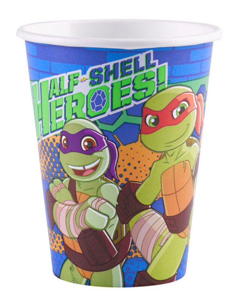 8 Gobelets en carton Tortues Ninja 266 ml