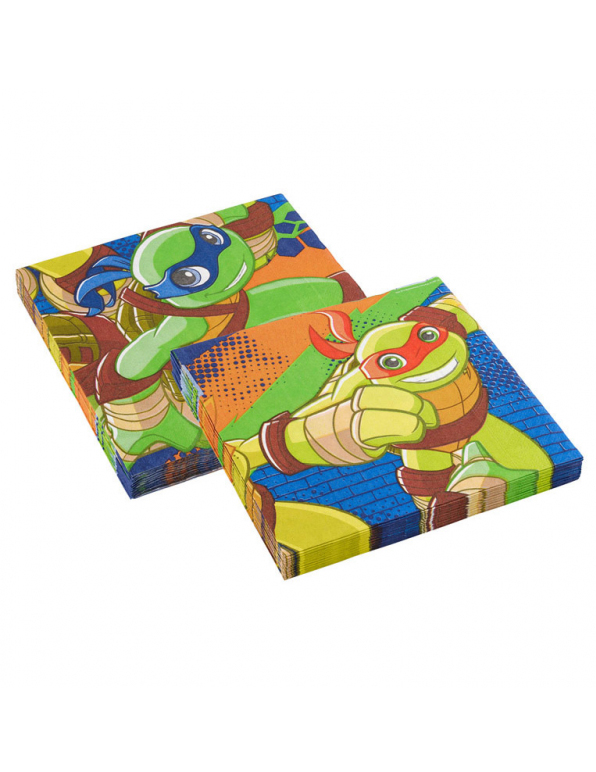 20 Serviettes en papier Tortues Ninja dessin animé 33 x 33 cm