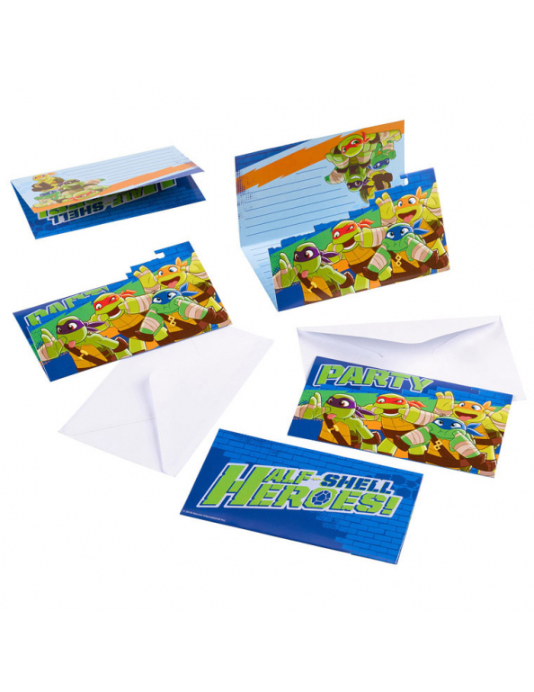 8 Cartons d'invitations Tortues Ninja