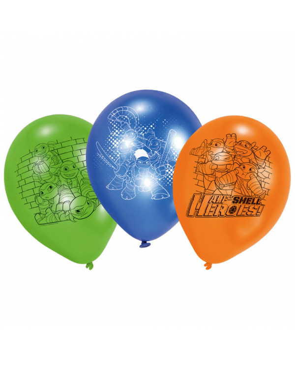 6 Ballons en latex Tortues Ninja 70 cm