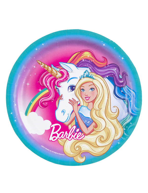 8 Assiettes en carton Barbie Dreamtopia 23 cm