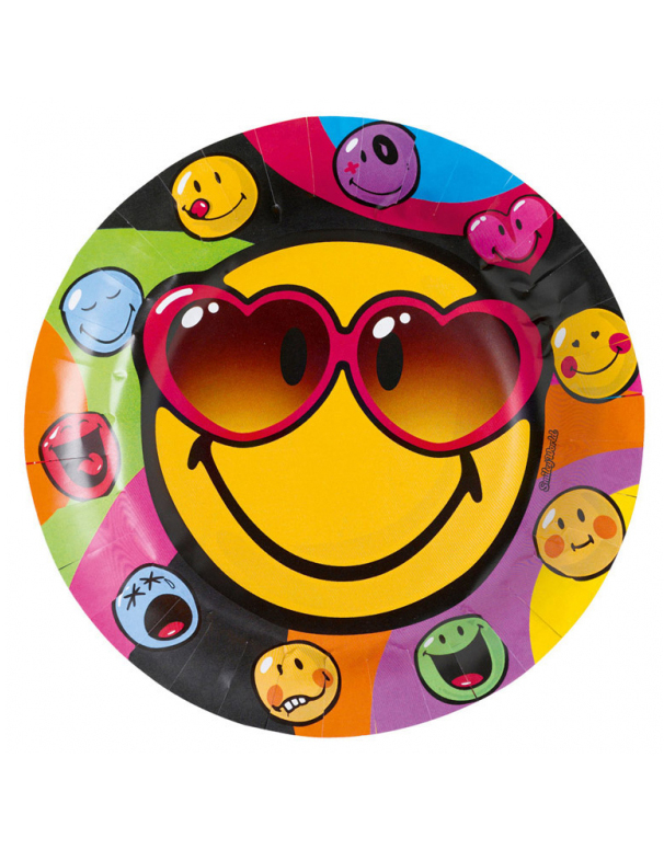 8 Assiettes en carton Smiley World 23 cm