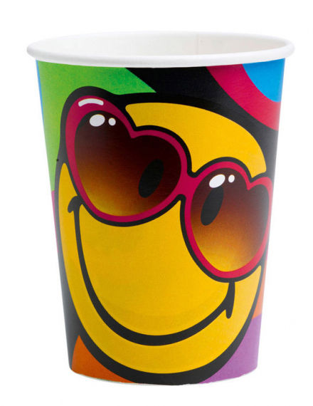 8 Gobelets en carton Smiley World 260 ml