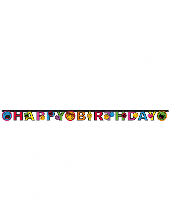 Guirlande en carton Happy Birthday Smiley World 182 x 12 cm