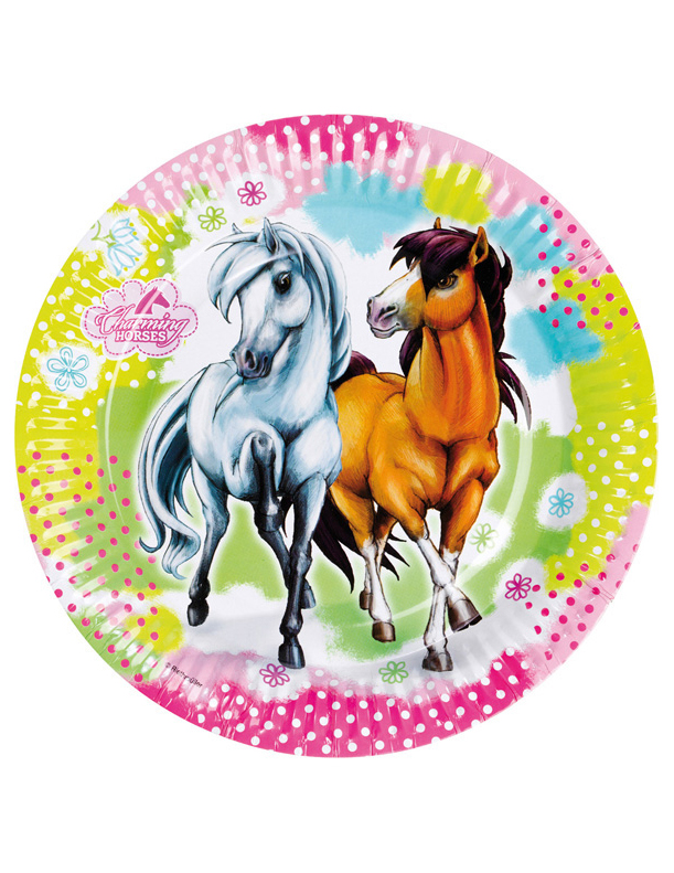 8 Assiettes en carton Charming Horses 23 cm