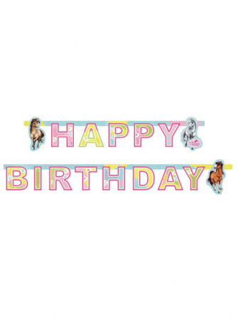 Bannière en papier Happy Birthday Charming Horses 177 x 15 cm