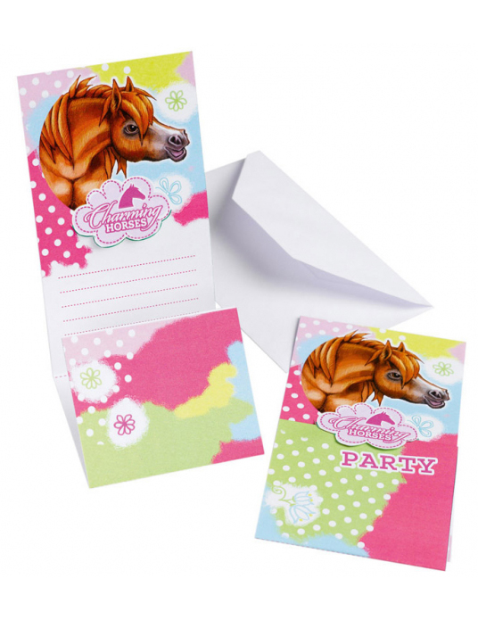 6 Cartons d'invitation Charming Horses