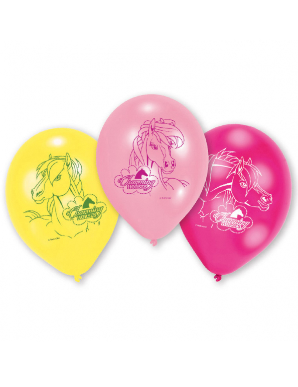 6 Ballons en latex Charming Horses 23 cm