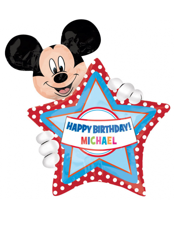 Ballon aluminium personnalisable Happy Birthday Mickey 60 x 76 cm