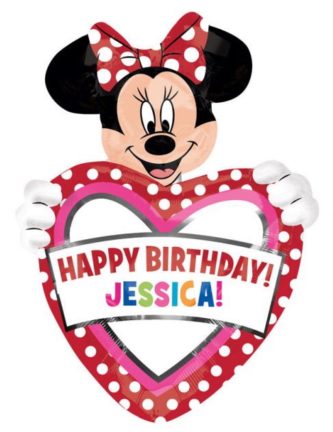 Ballon aluminium personnalisable Happy Birthday Minnie 83 cm