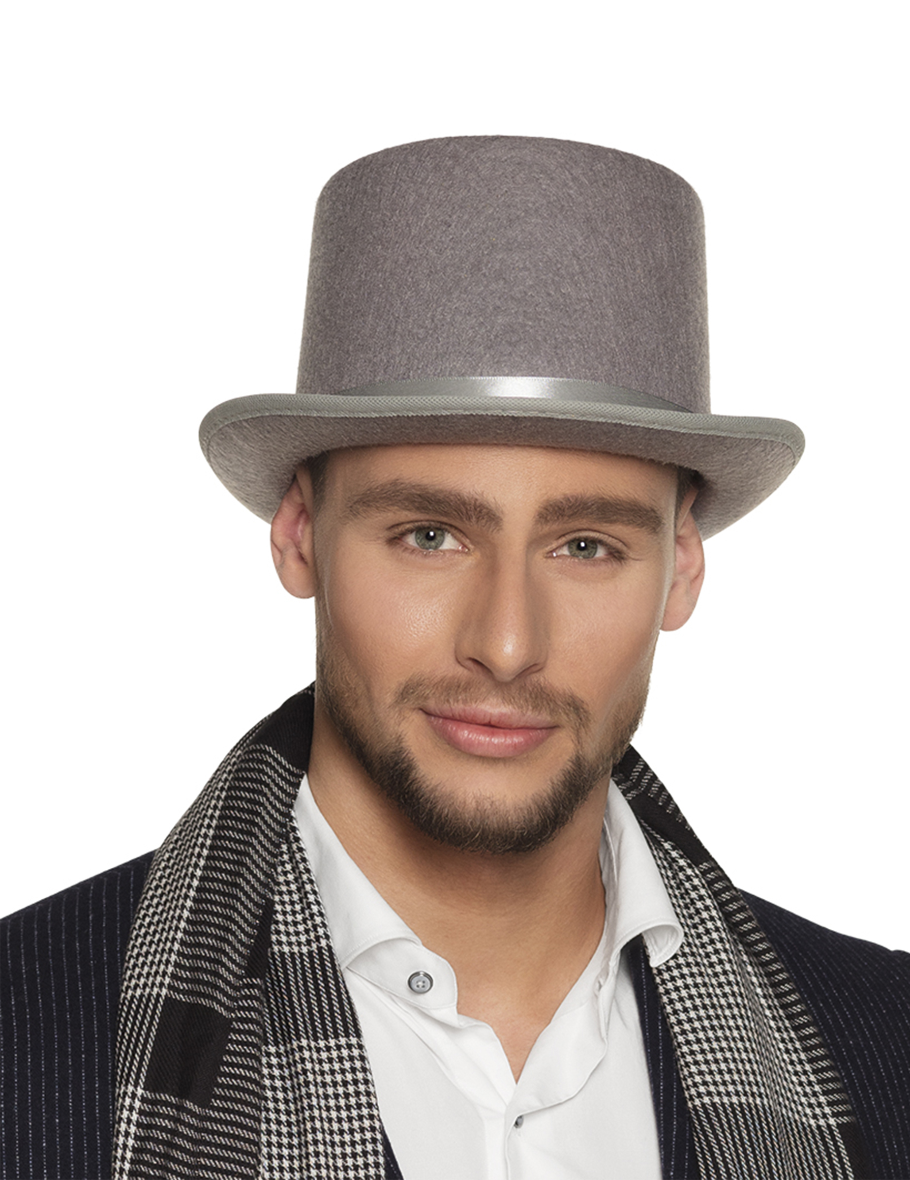 Chapeau haut de forme gris adulte