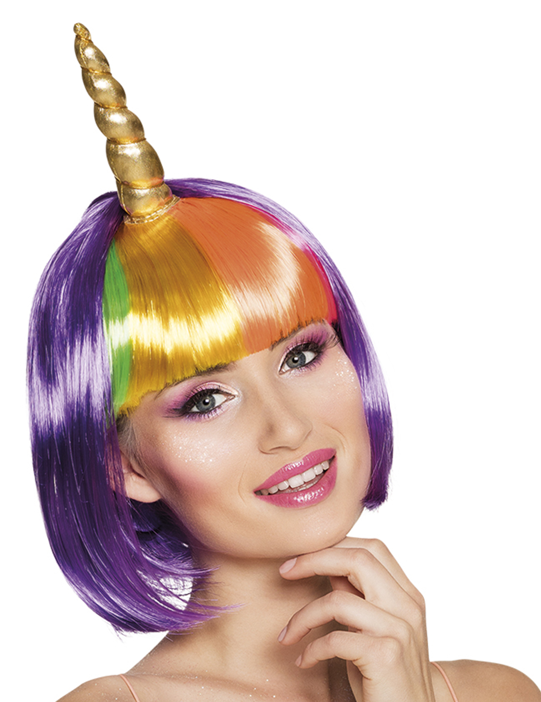 Perruque courte licorne violette femme
