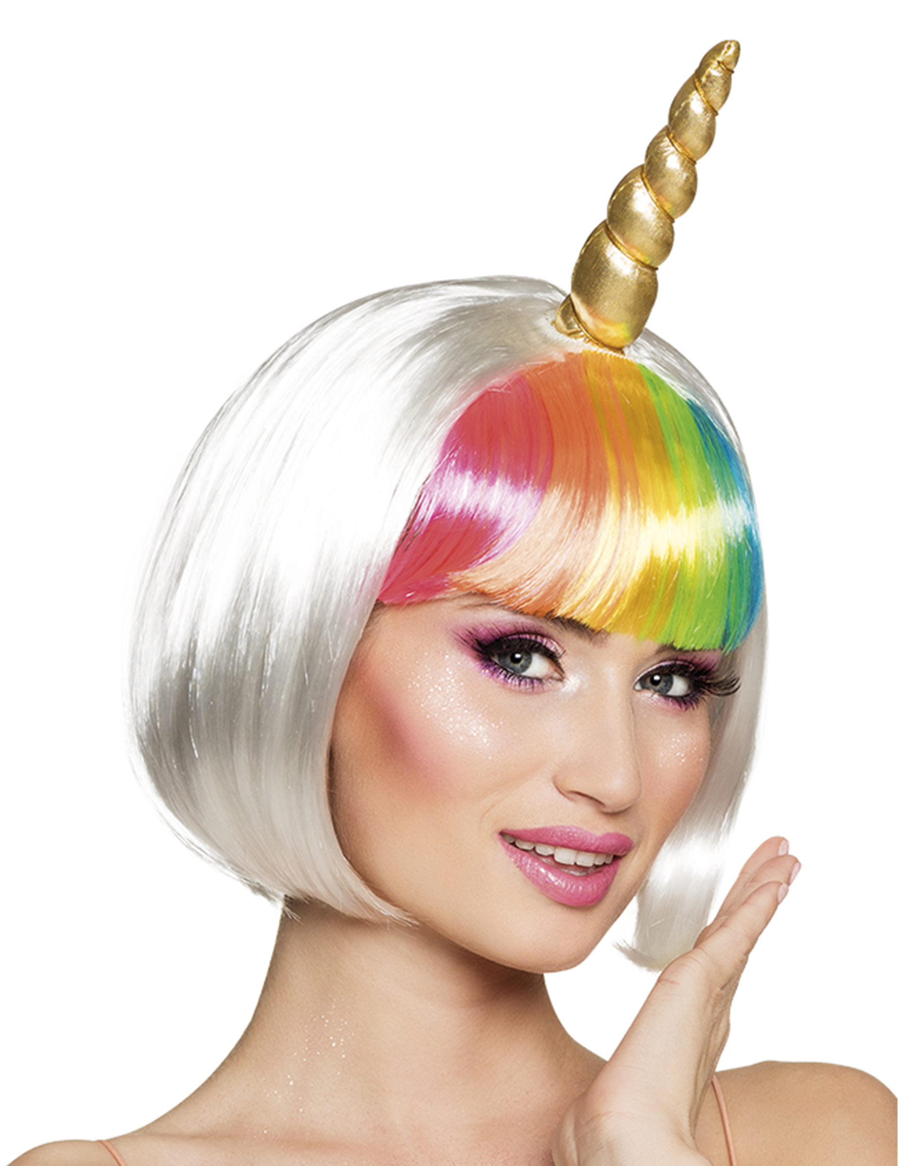 Perruque courte licorne blanche femme