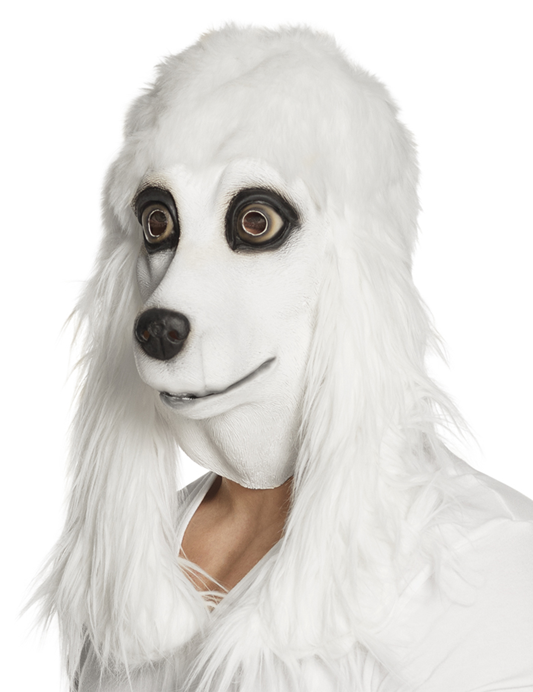 Masque latex caniche blanc adulte