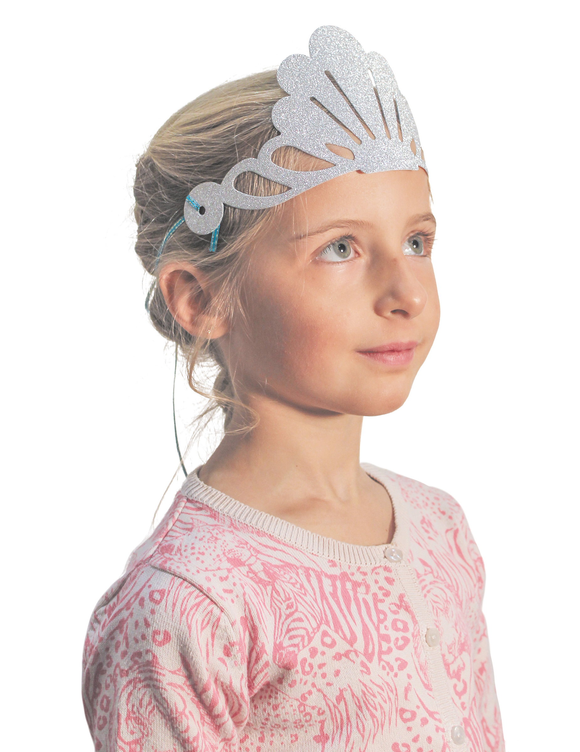 6 Diadèmes Sirène rose et gris pailleté 10 cm