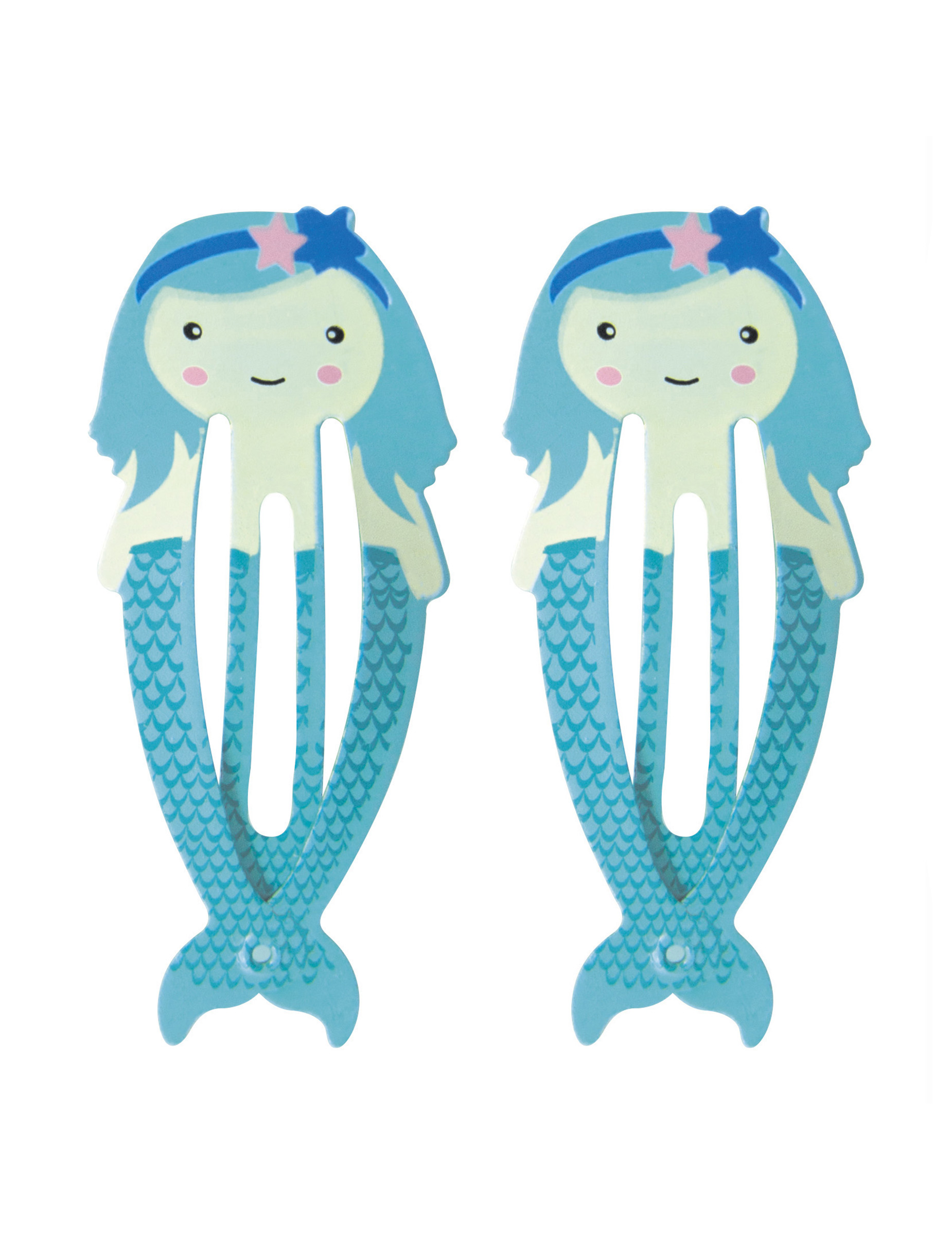 2 Barrettes Sirènes bleues 5,5 cm