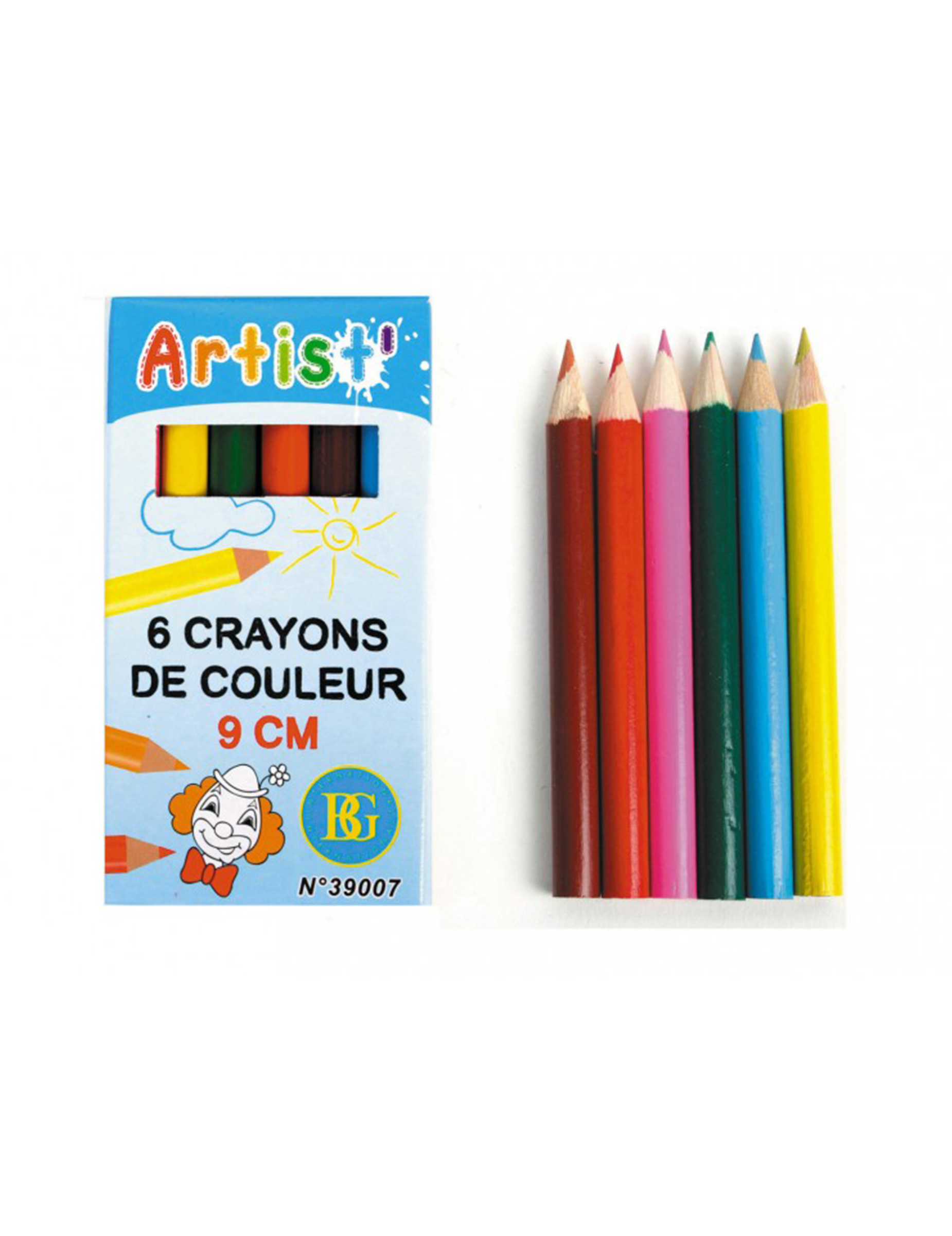 6 Crayons de couleur 9 cm