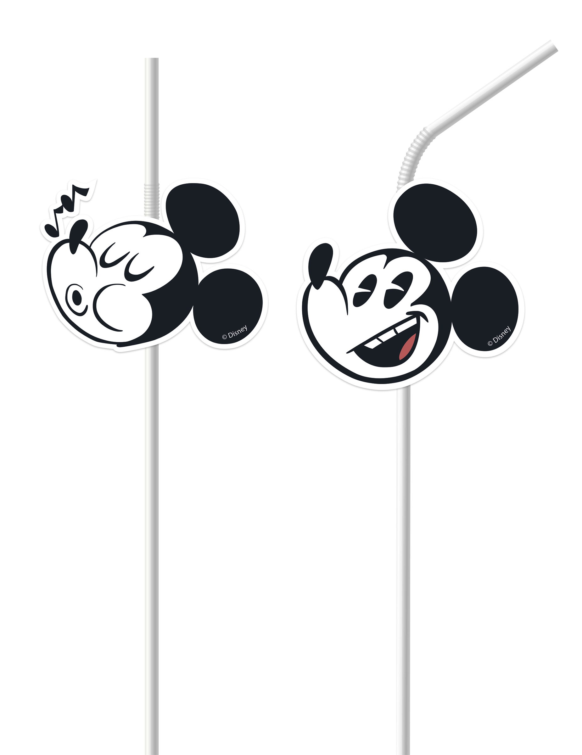 6 Pailles médaillon Mickey rétro
