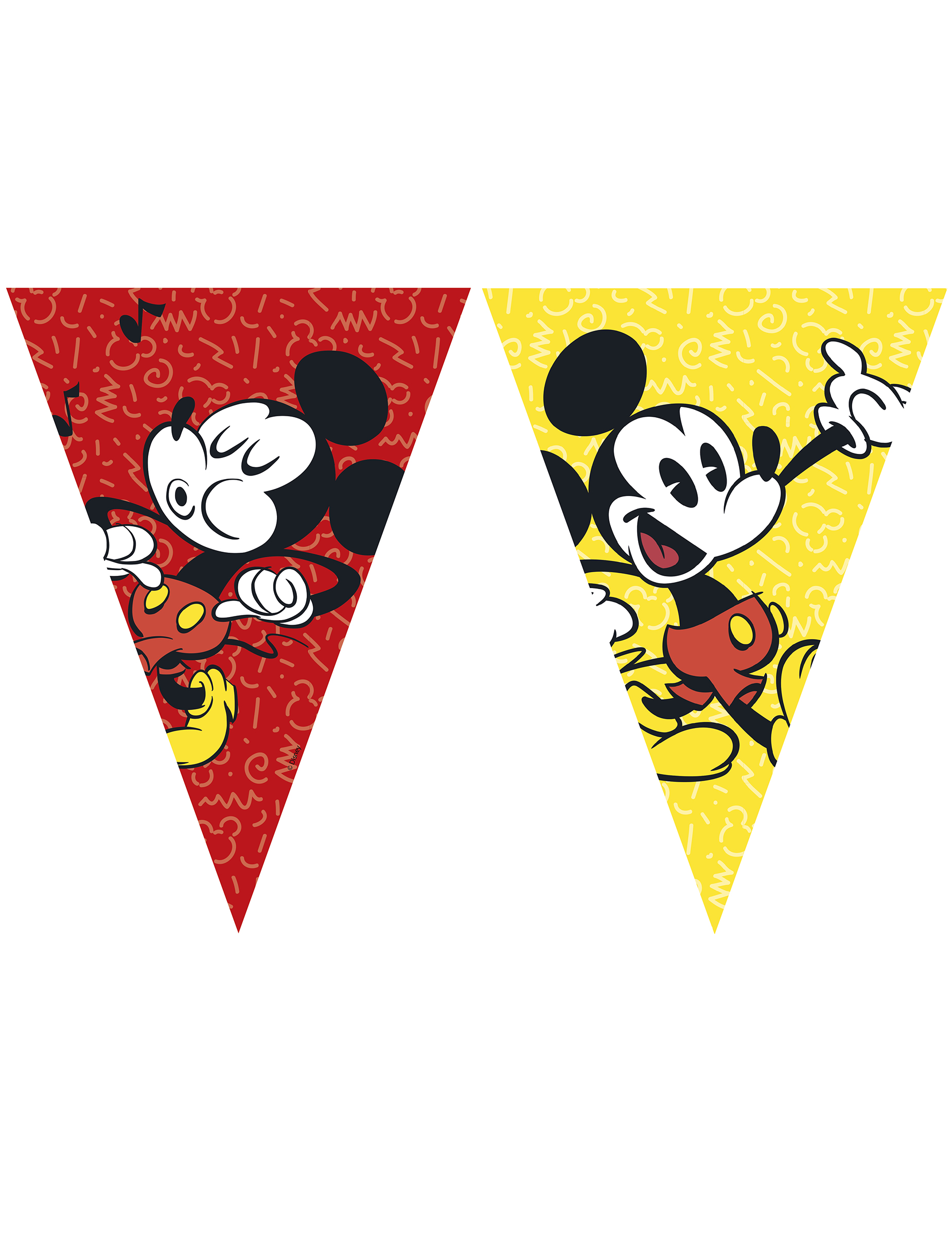Guirlande 9 fanions Mickey rétro 26 cm x 2.3 m