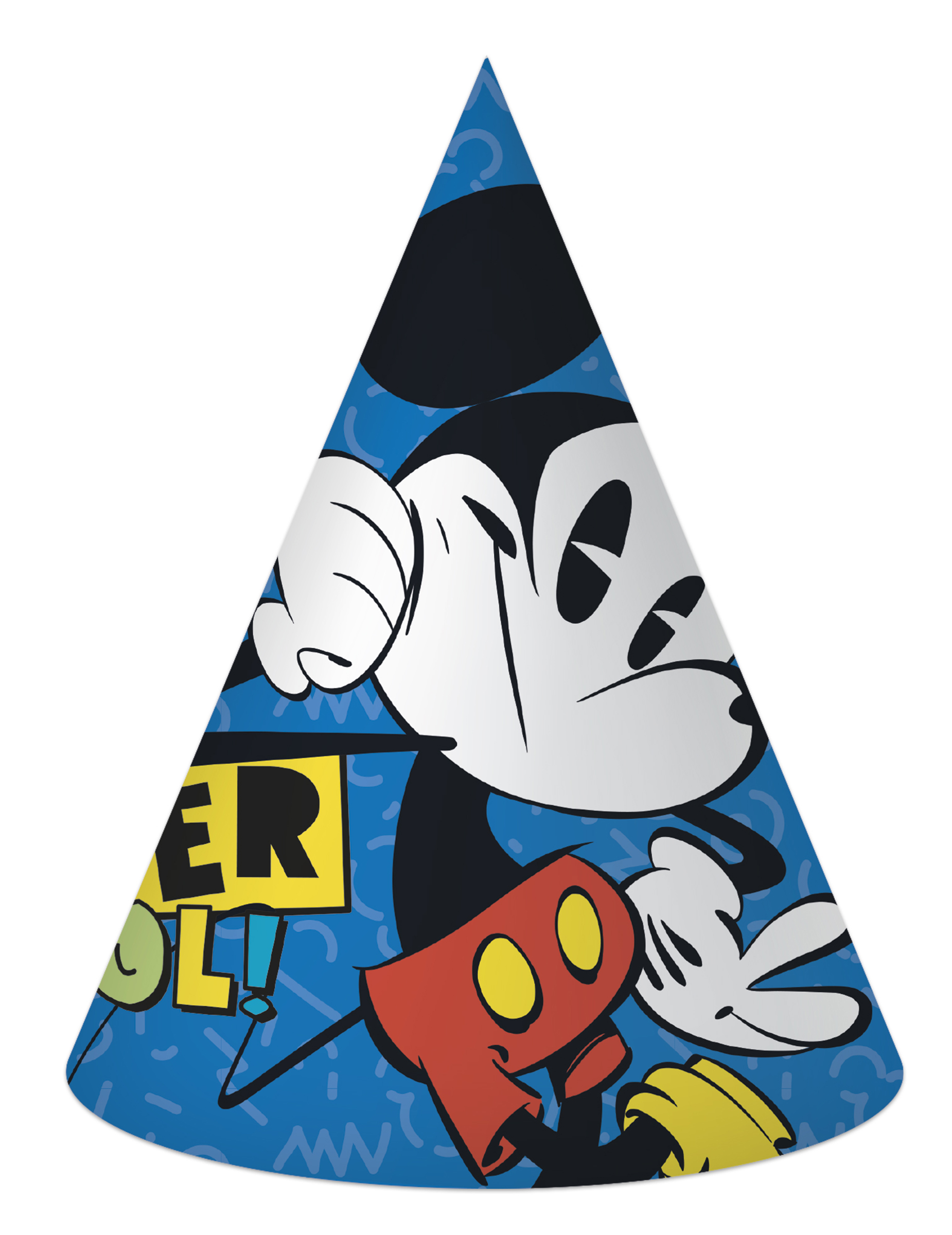 6 Chapeaux de fête en carton Mickey rétro