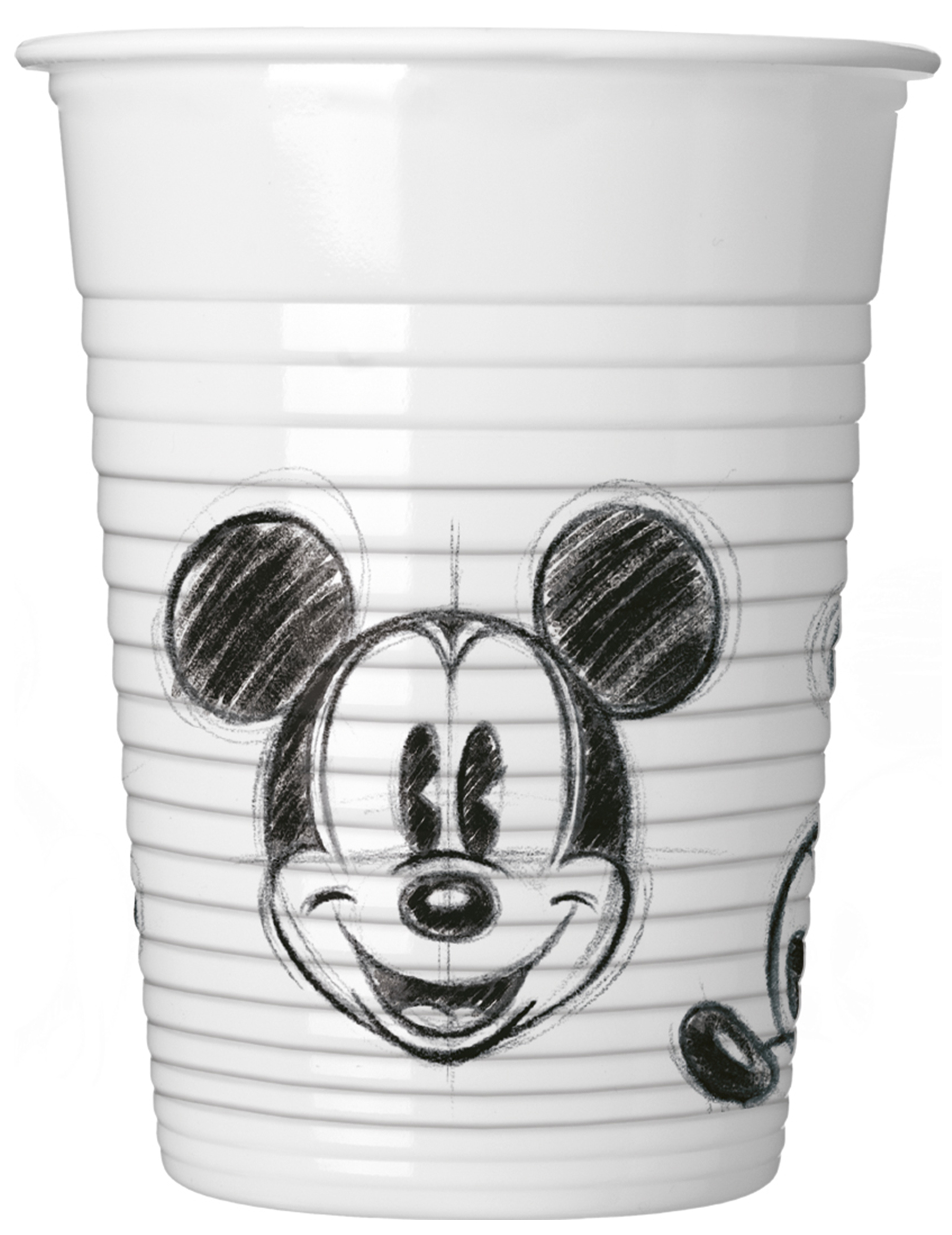 25 Gobelets en plastique Mickey rétro noir et blanc 200 ml