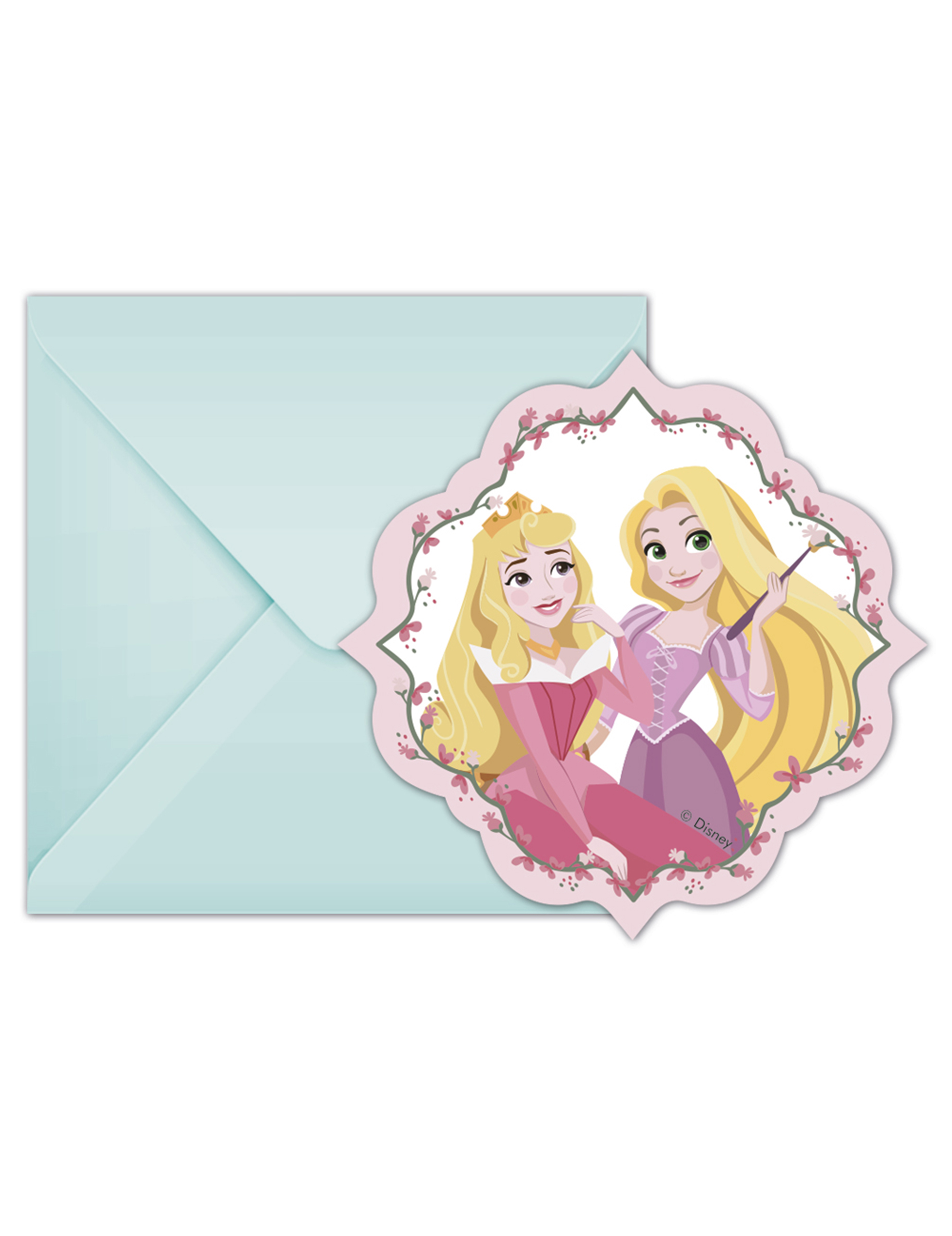6 Cartes d'invitation avec enveloppes Disney Princesses