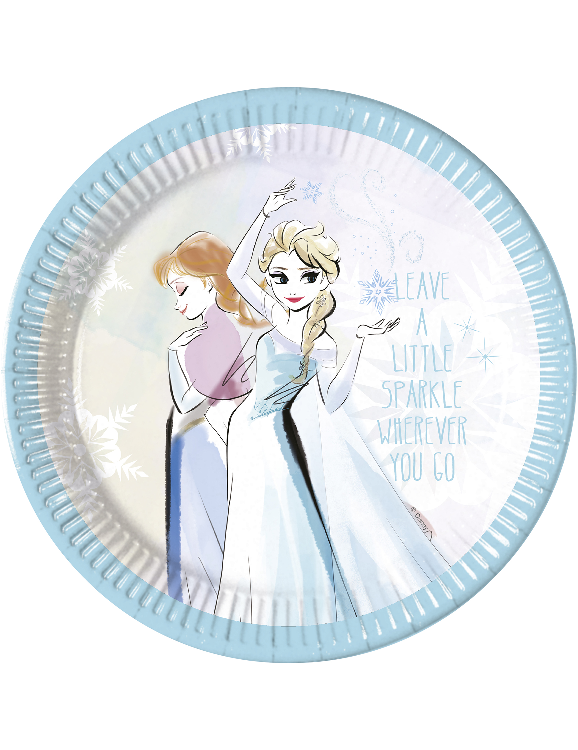 8 Assiettes en carton La Reine des Neiges pastel 23 cm