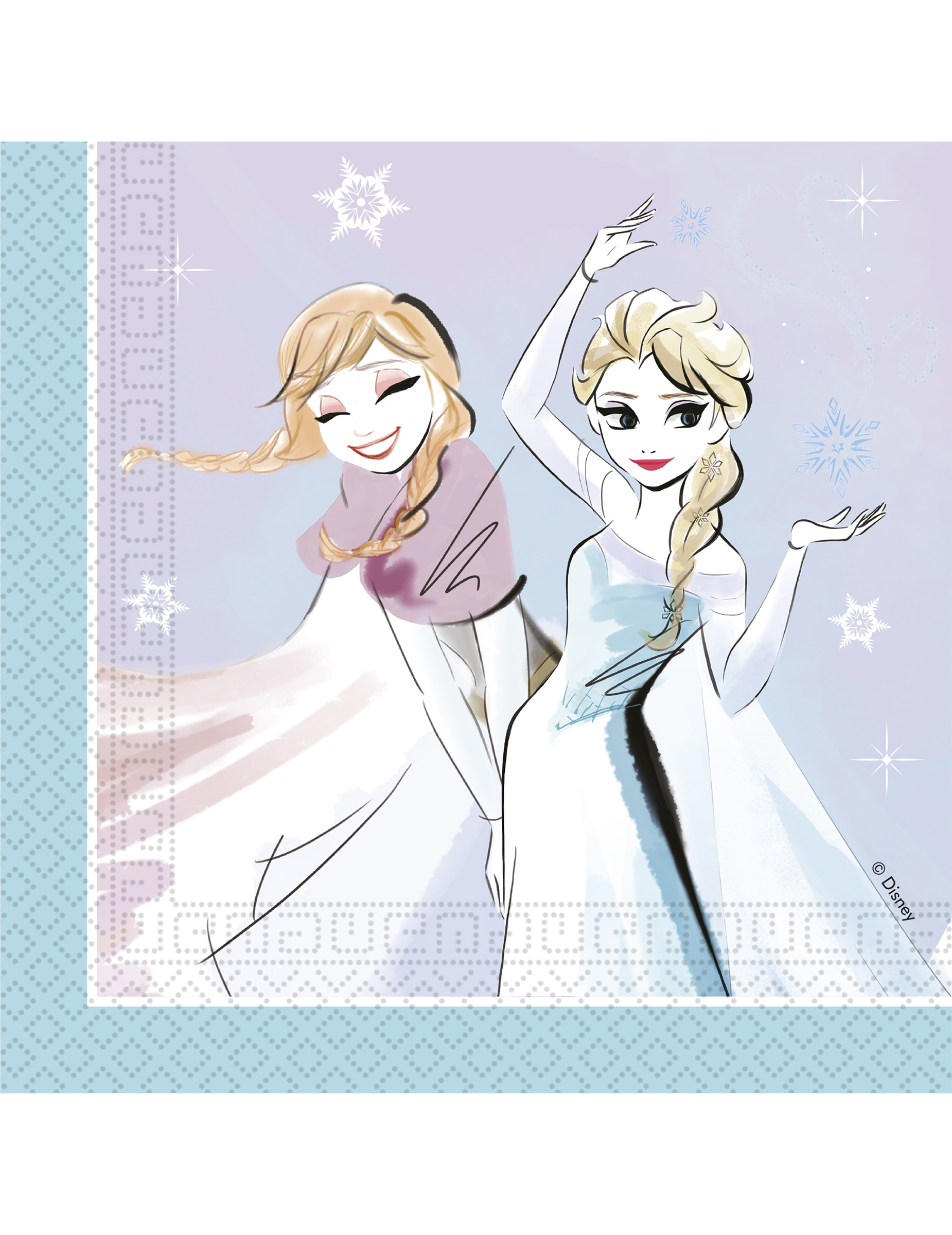 20 Serviettes en papier La Reine des Neiges 33 cm