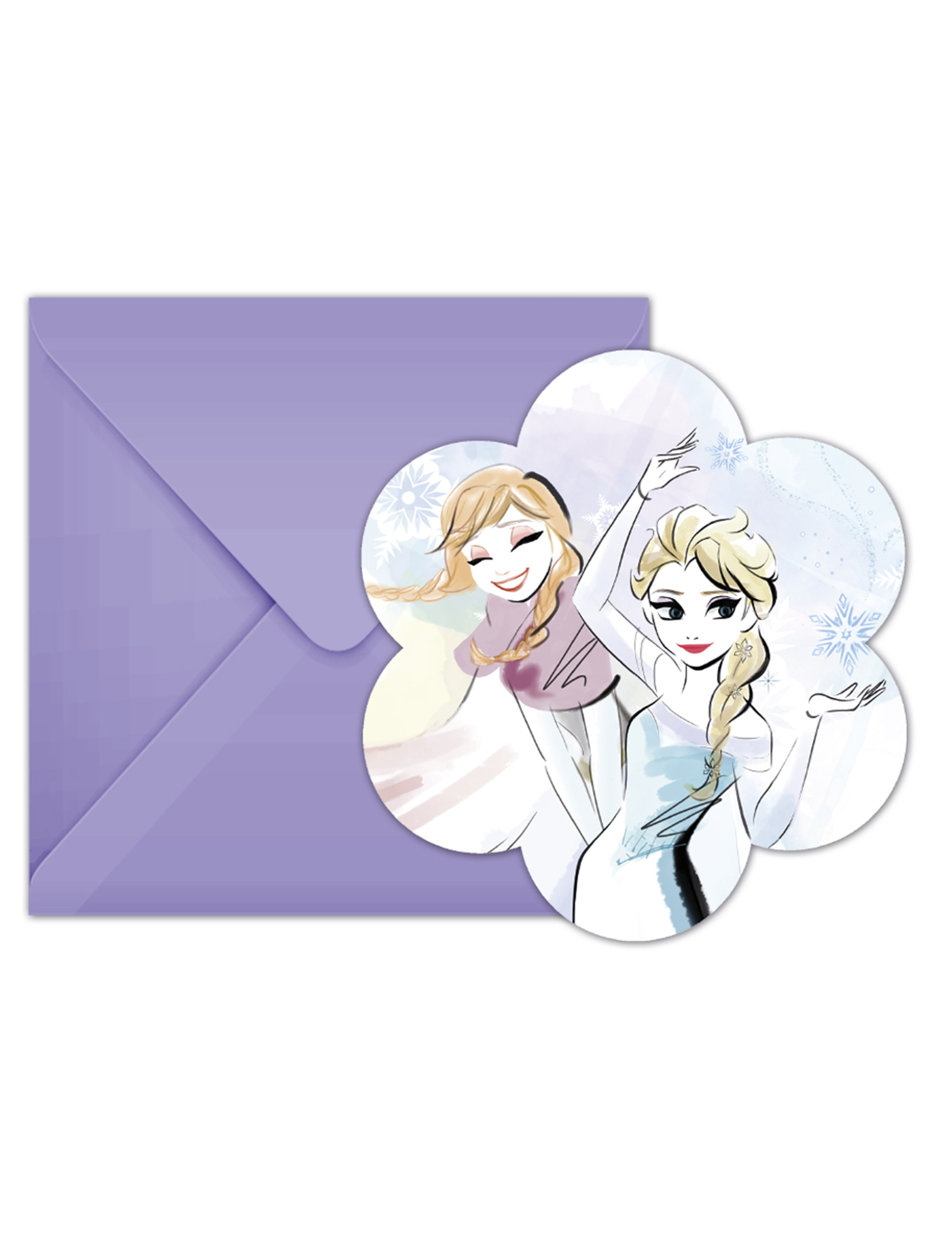 6 Cartons d'invitation + enveloppes La Reine des Neiges