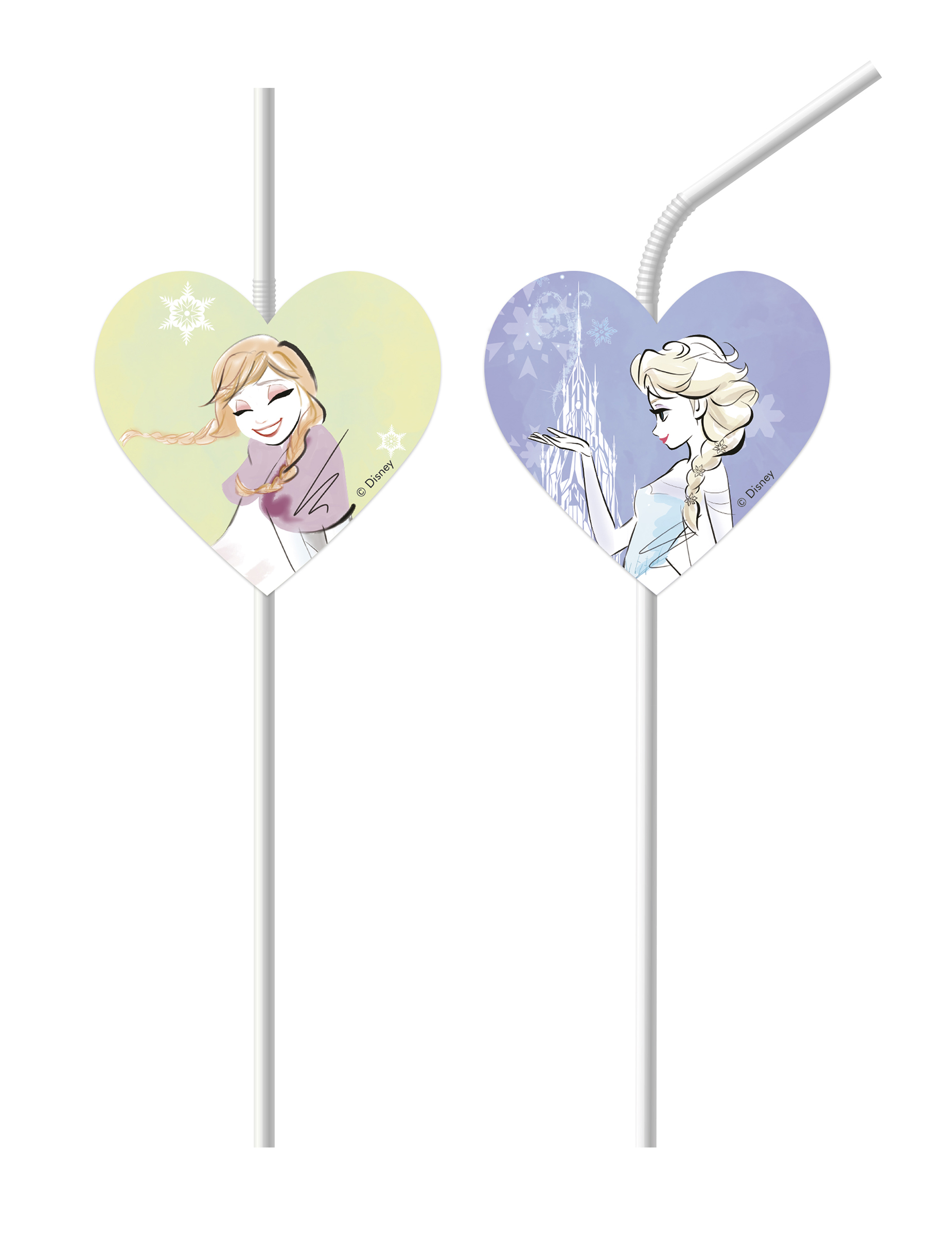 6 Pailles médaillon La reine des neiges