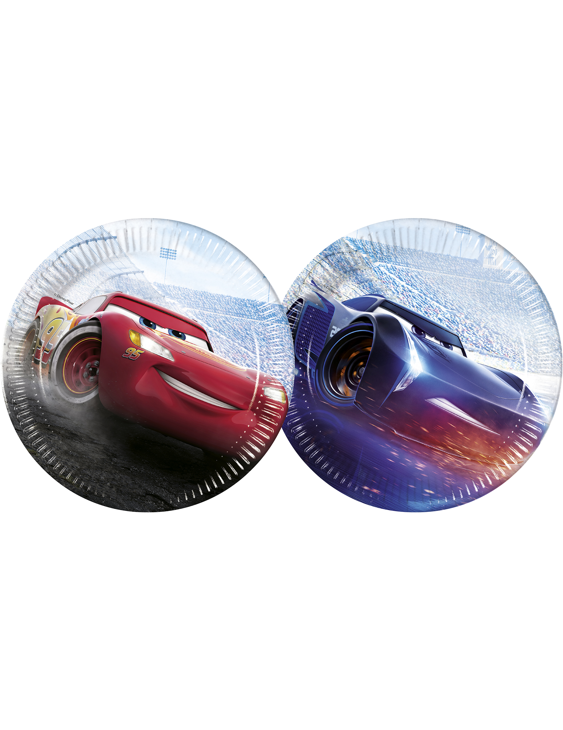 8 Assiettes en carton Cars 3Flash McQueen & Jackson Storm 23 cm
