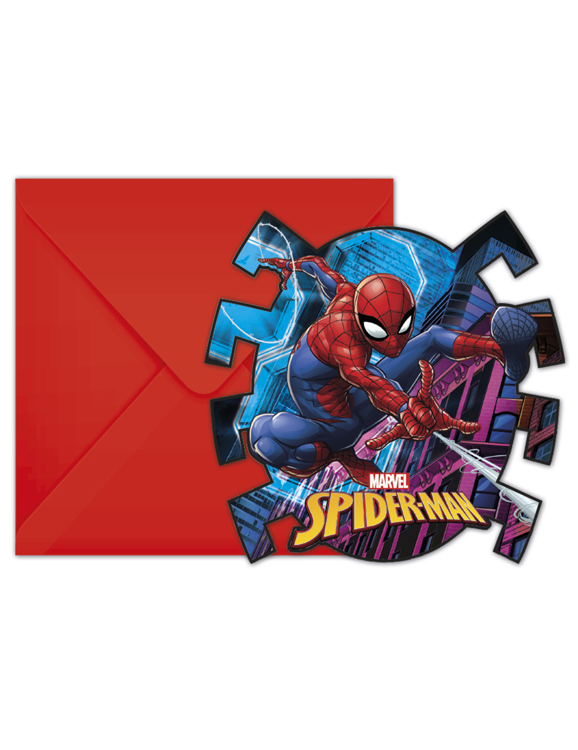 6 Cartons d'invitation avec enveloppes Spiderman
