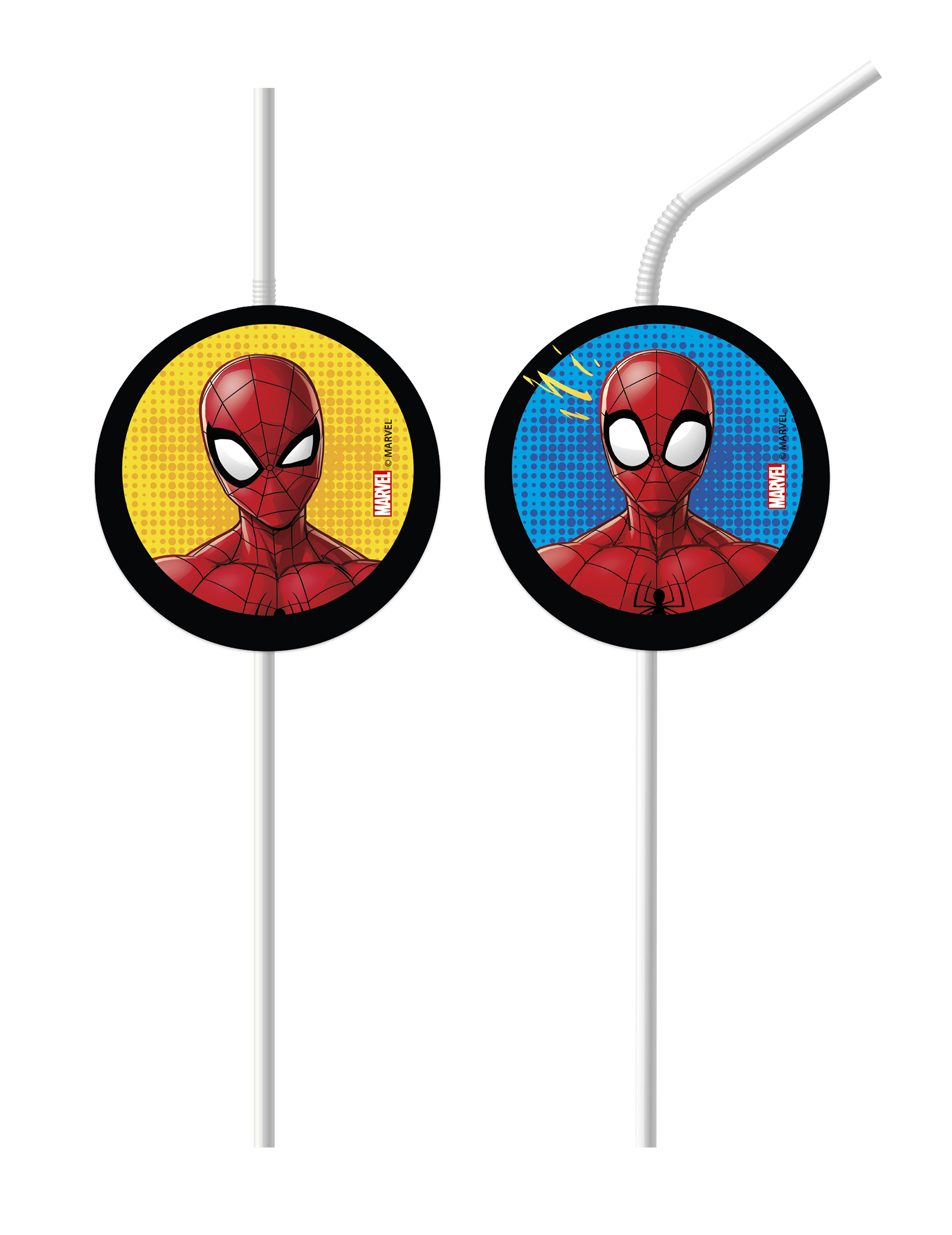 6 Pailles médaillon Spiderman