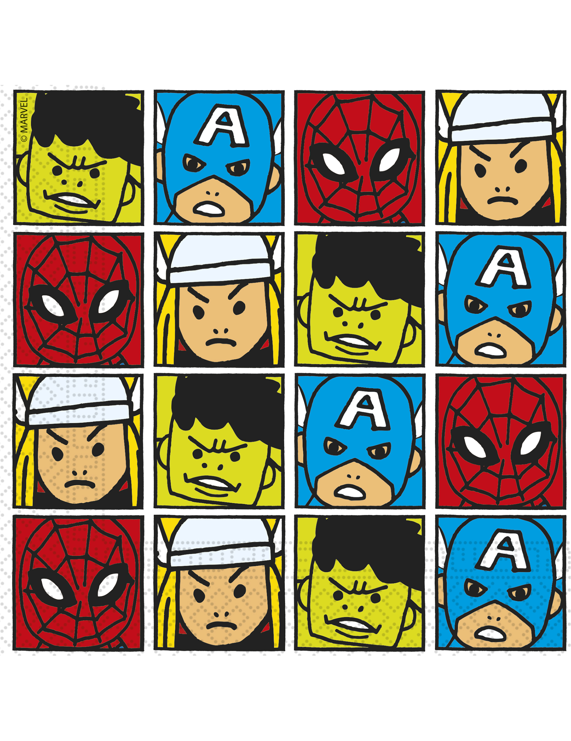 20 Serviettes en papier Avengers pop comic 33 x 33 cm