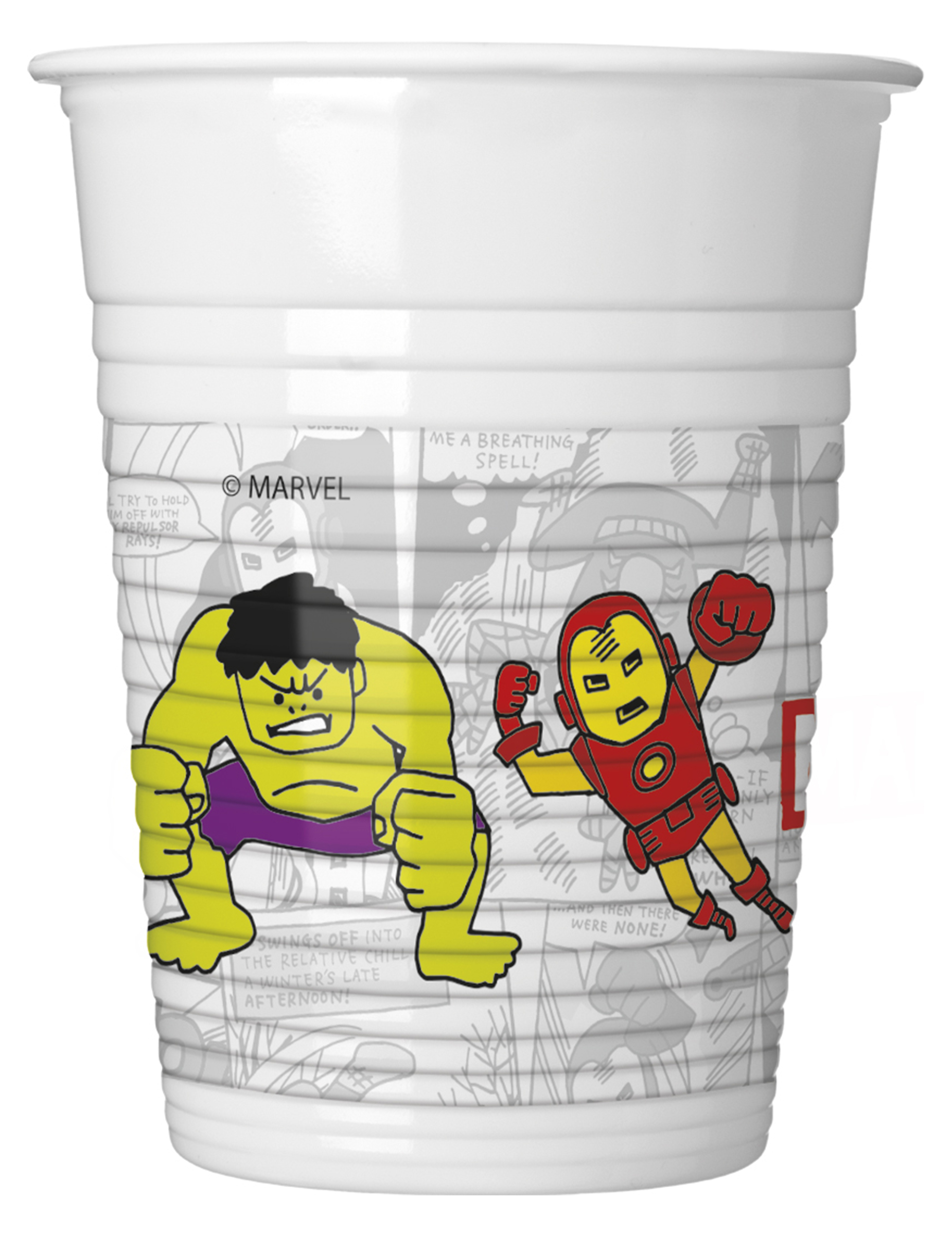 8 Gobelets en plastique Avengerspop comic 200 ml