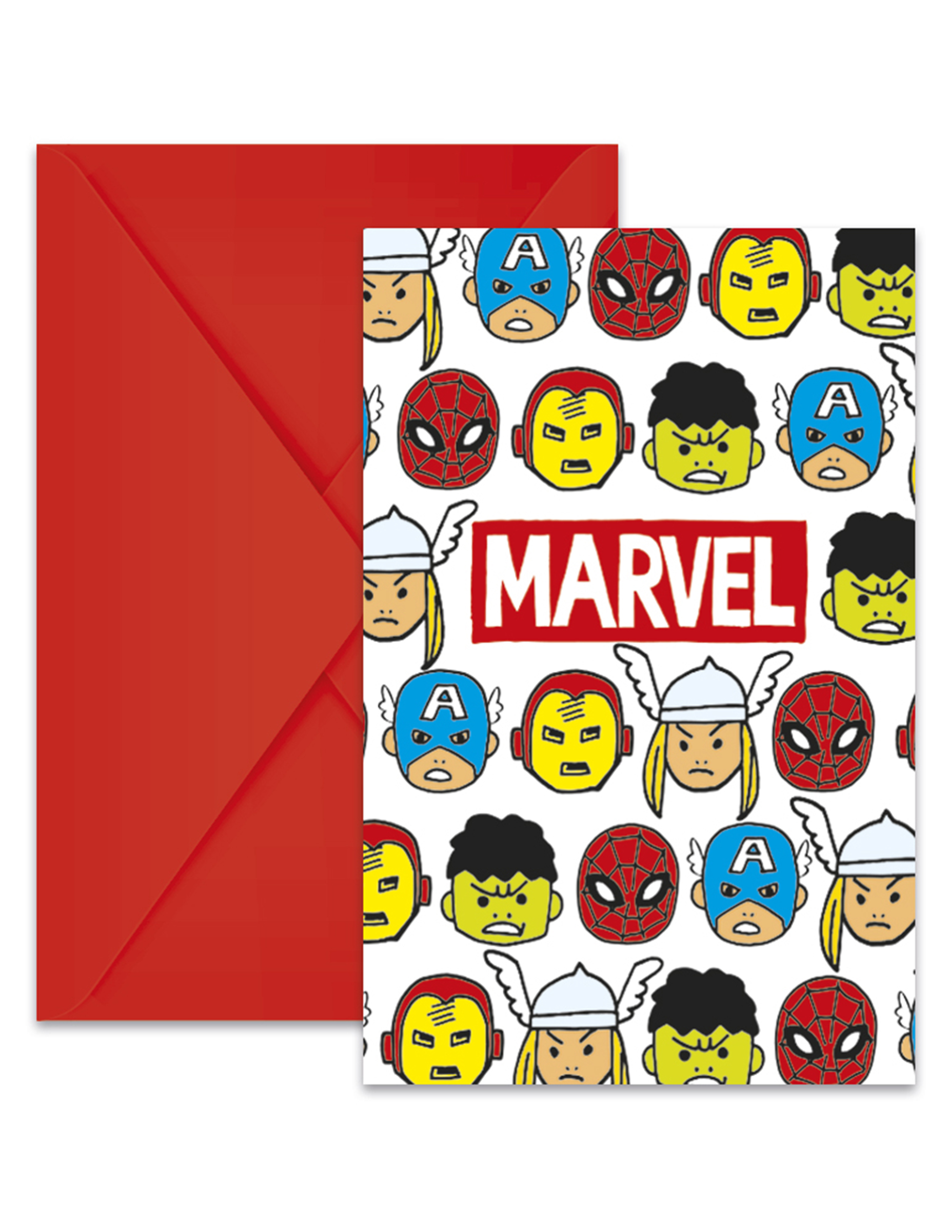 6 Cartons d'invitation + enveloppes Avengers pop comic 14 x 9 cm