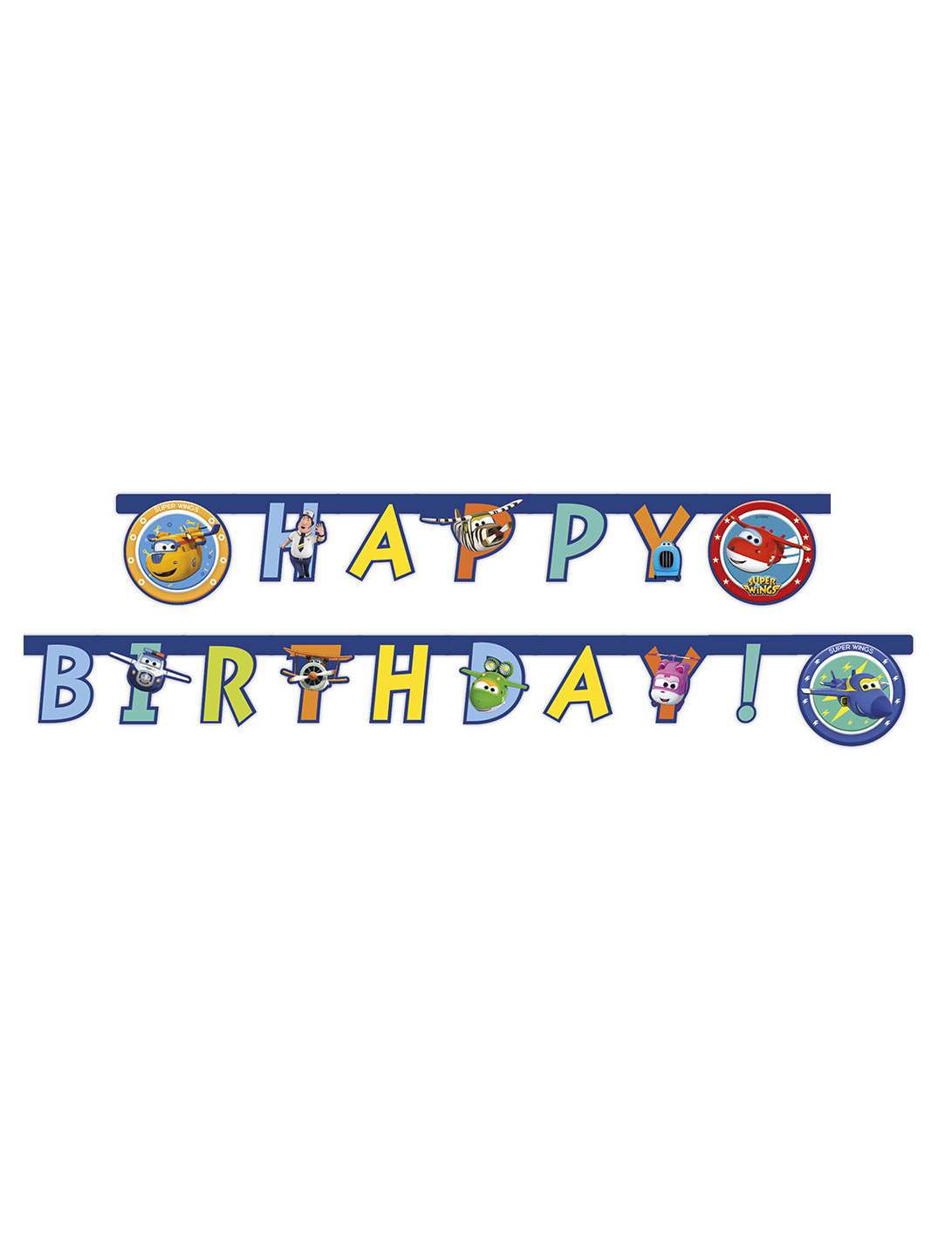 Guirlande happy birthday Super Wings 2 m x 16 cm