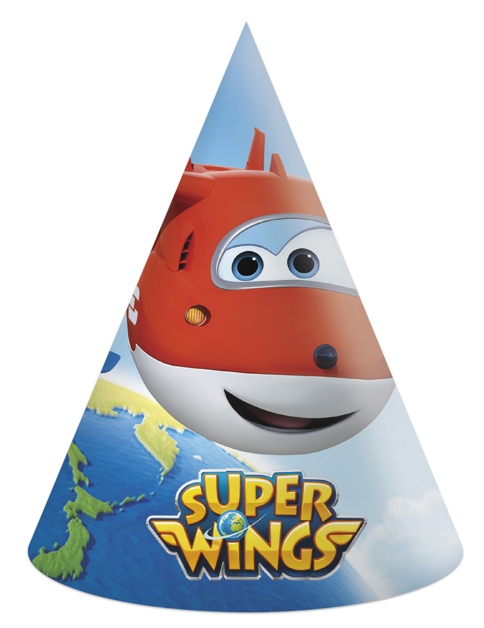 6 chapeaux de fête en carton Super Wings