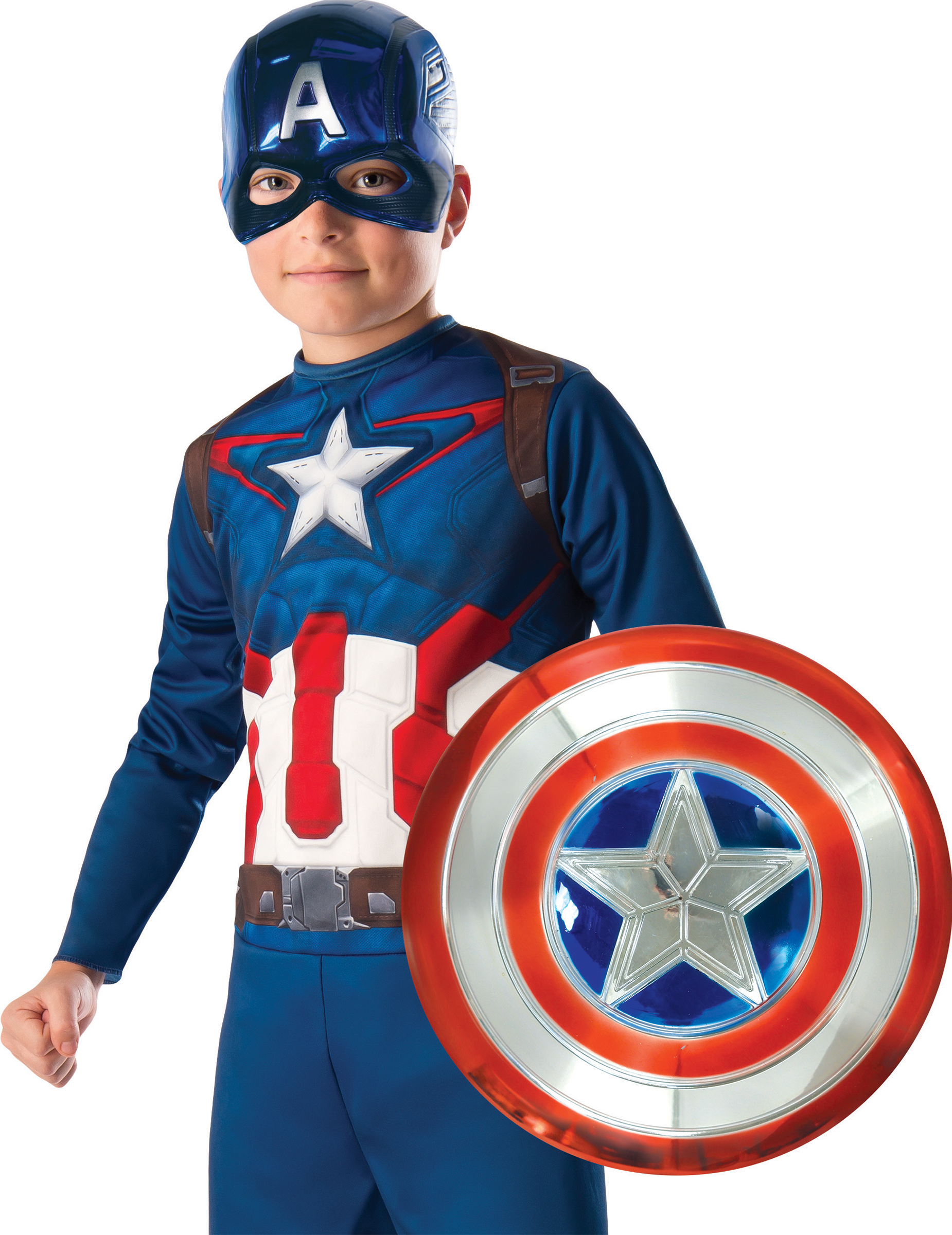 Kit masque et bouclier métallisé Captain America enfant