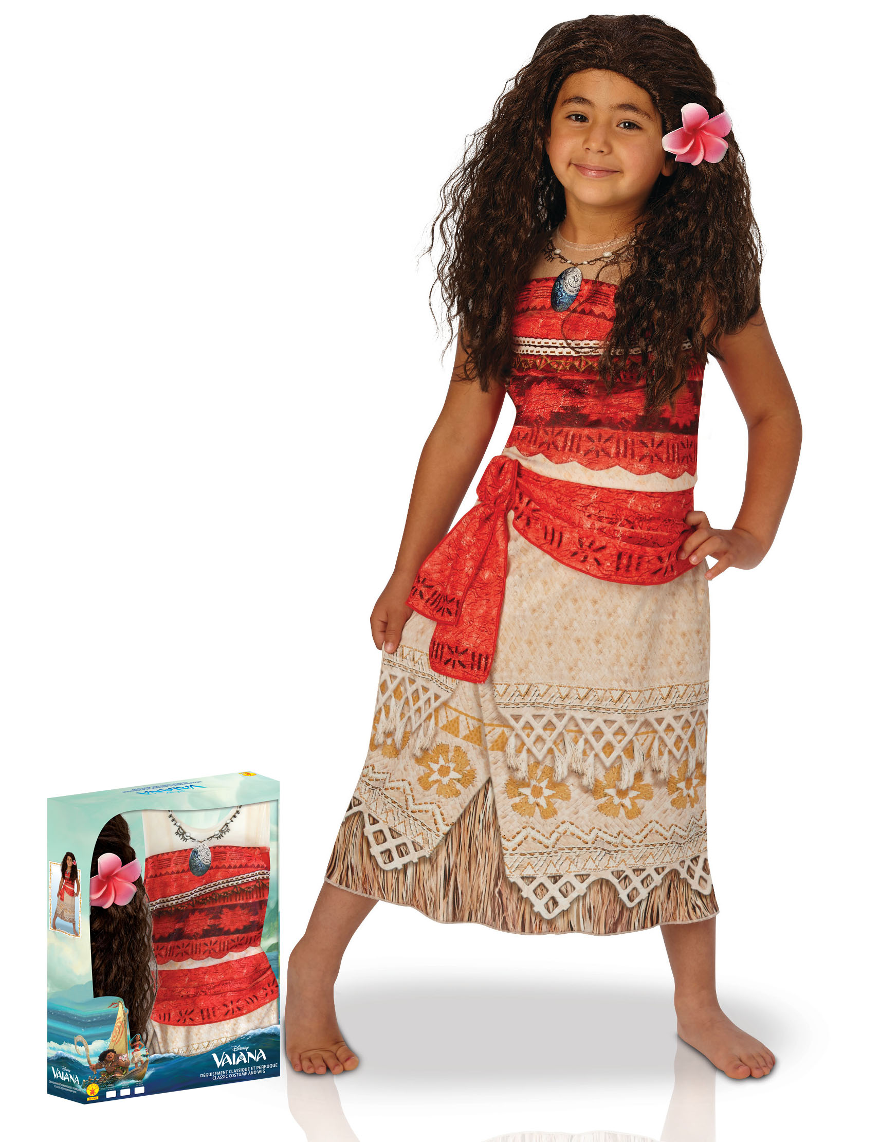 Coffret déguisement classique Vaiana avec perruque fille
