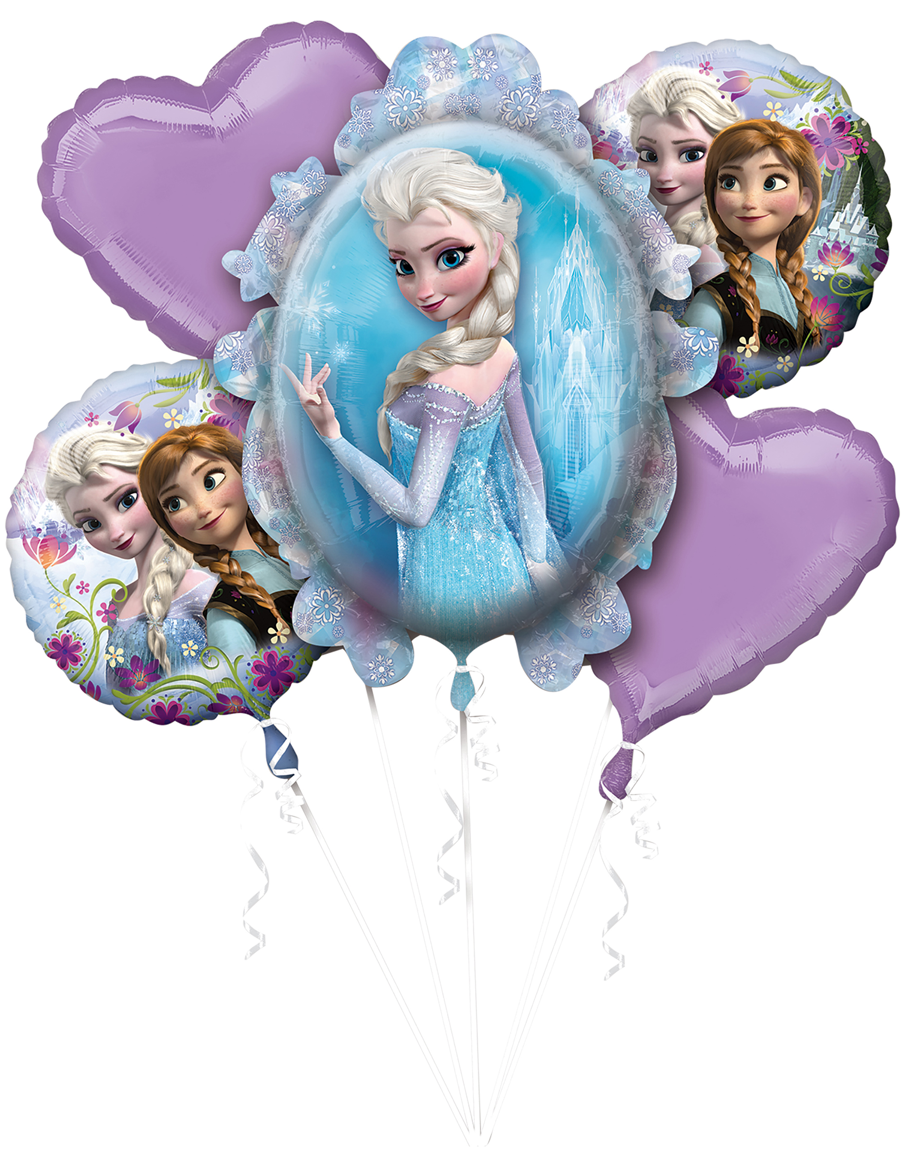 Bouquet de 5 ballons aluminium La Reine des Neiges