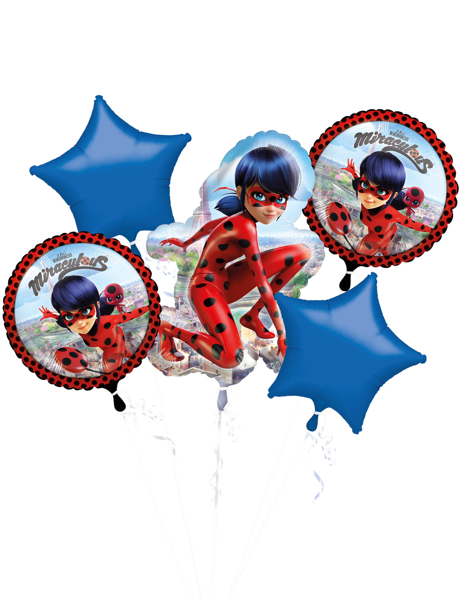 Bouquet de 5 ballons aluminium Ladybug