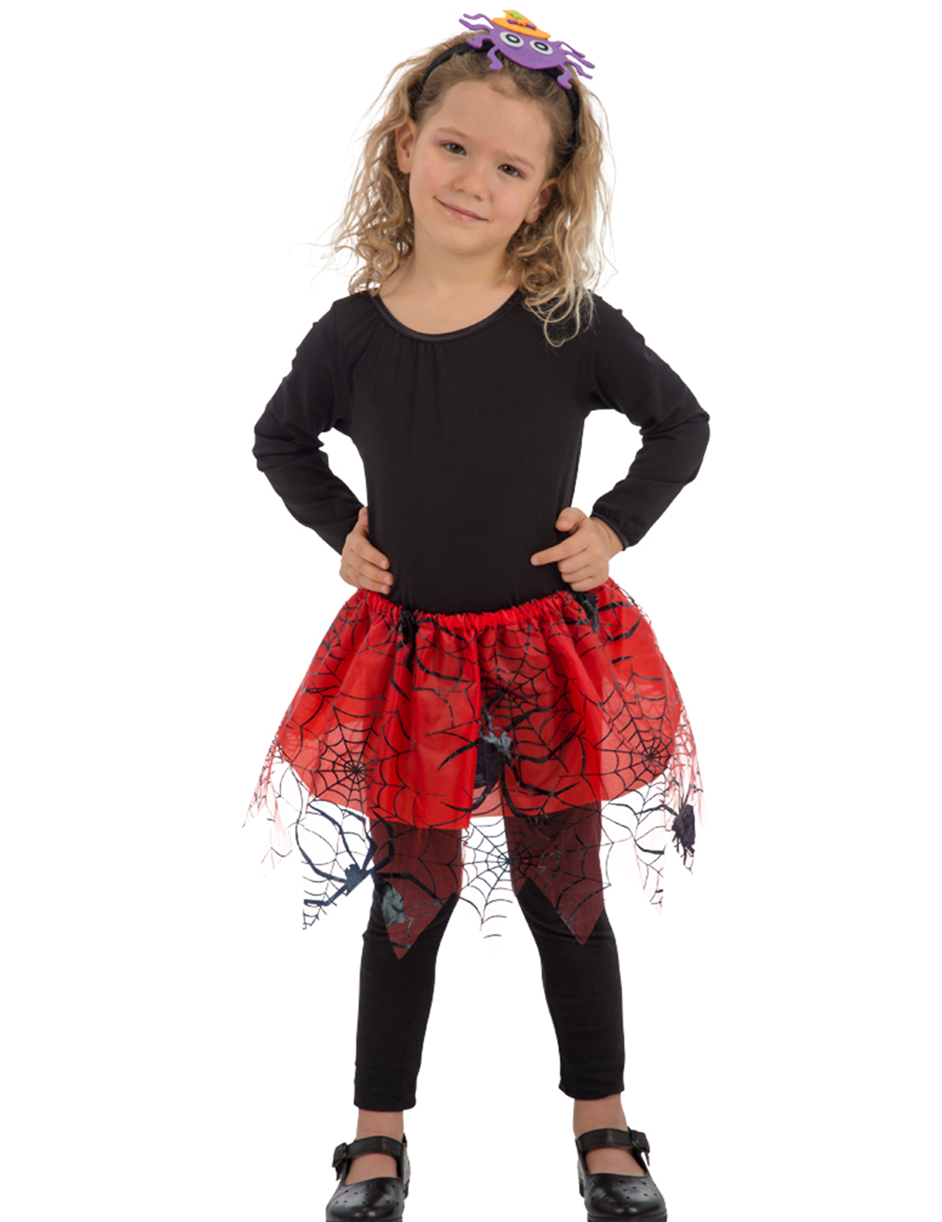 Tutu rouge araignées noir fille