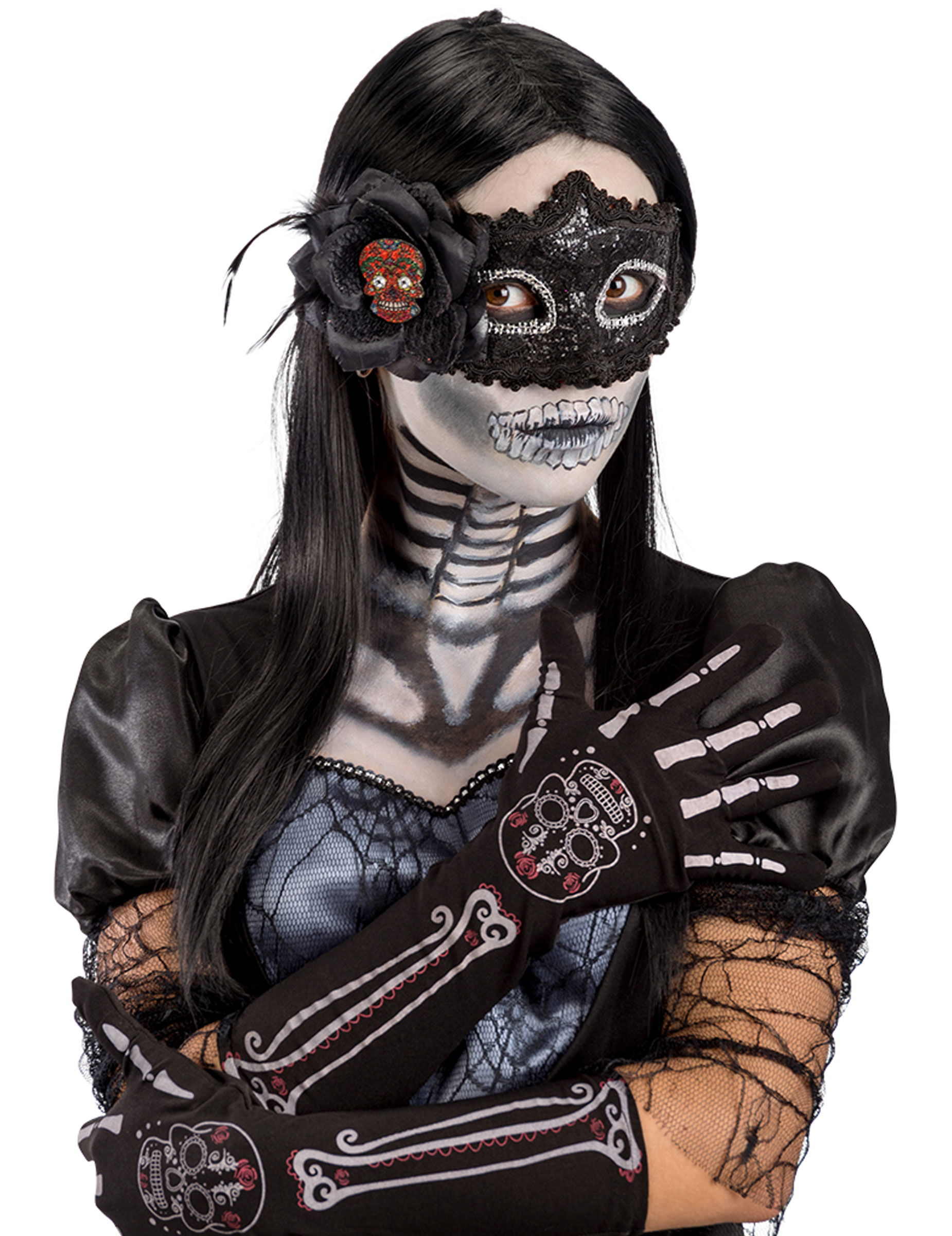 Gants squelette Dia de los muertos femme