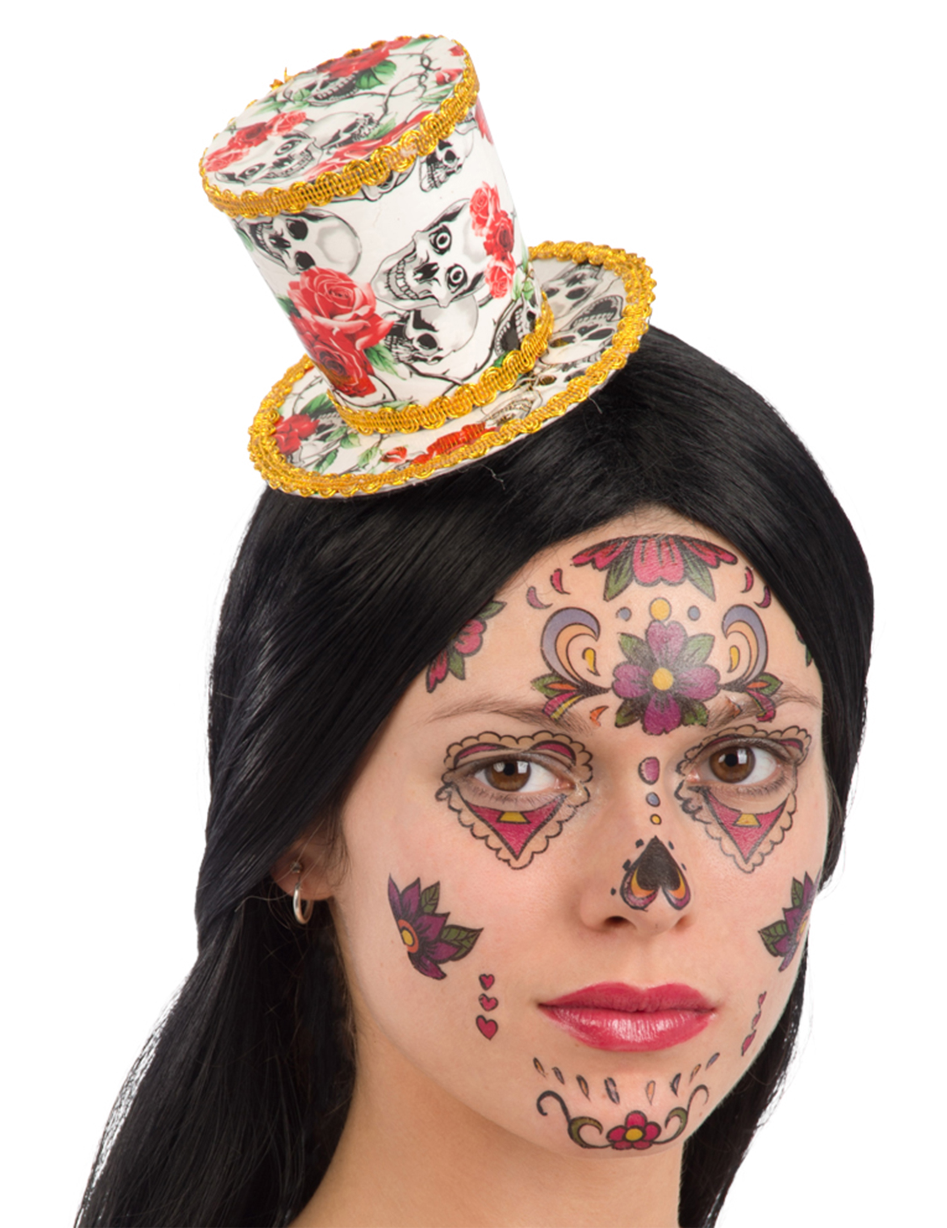 Mini chapeau haut de forme Dia de los muertos femme